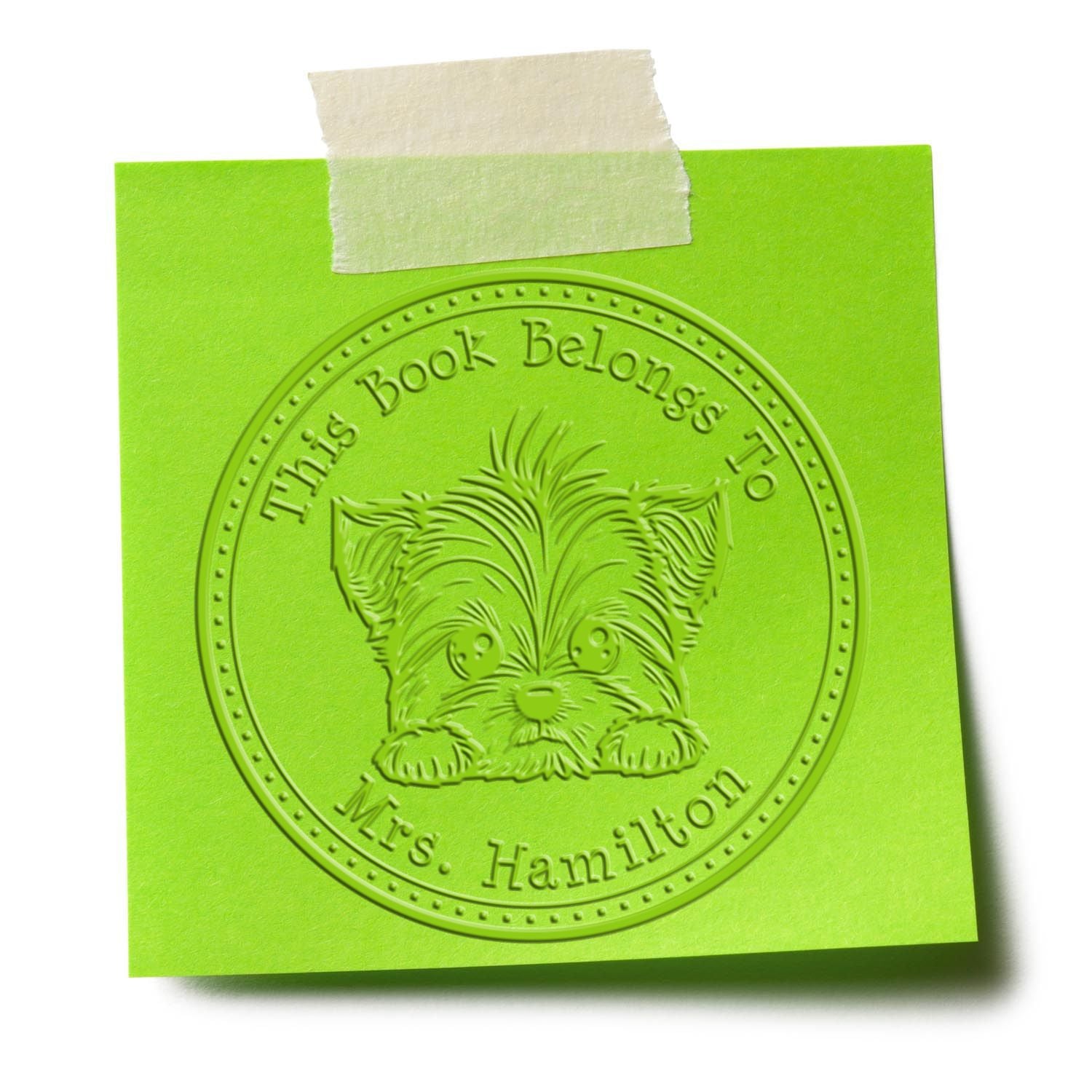 Handheld Yorkshire Terrier Personalized Ex Libris Library Seal Embosser - Engineer Seal Stamps