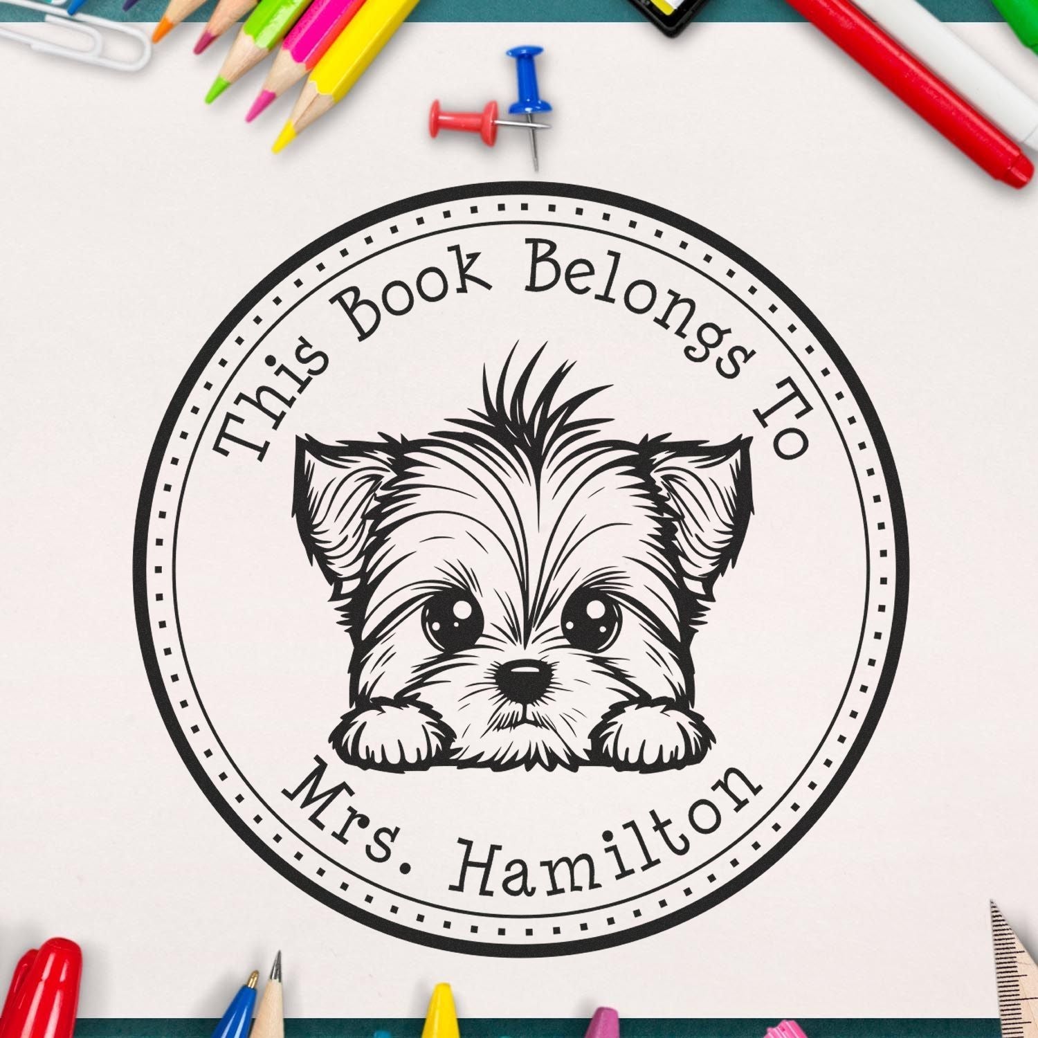 Wooden Handle Yorkshire Terrier Custom-Made Librarian Stamper - Engineer Seal Stamps