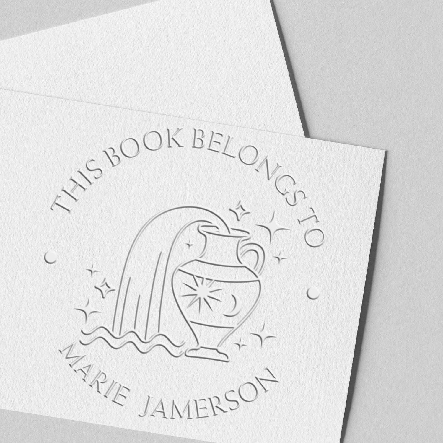 Desk Aquarius Flowing Water Vase Custom Bookplate Embossing Seal - Engineer Seal Stamps