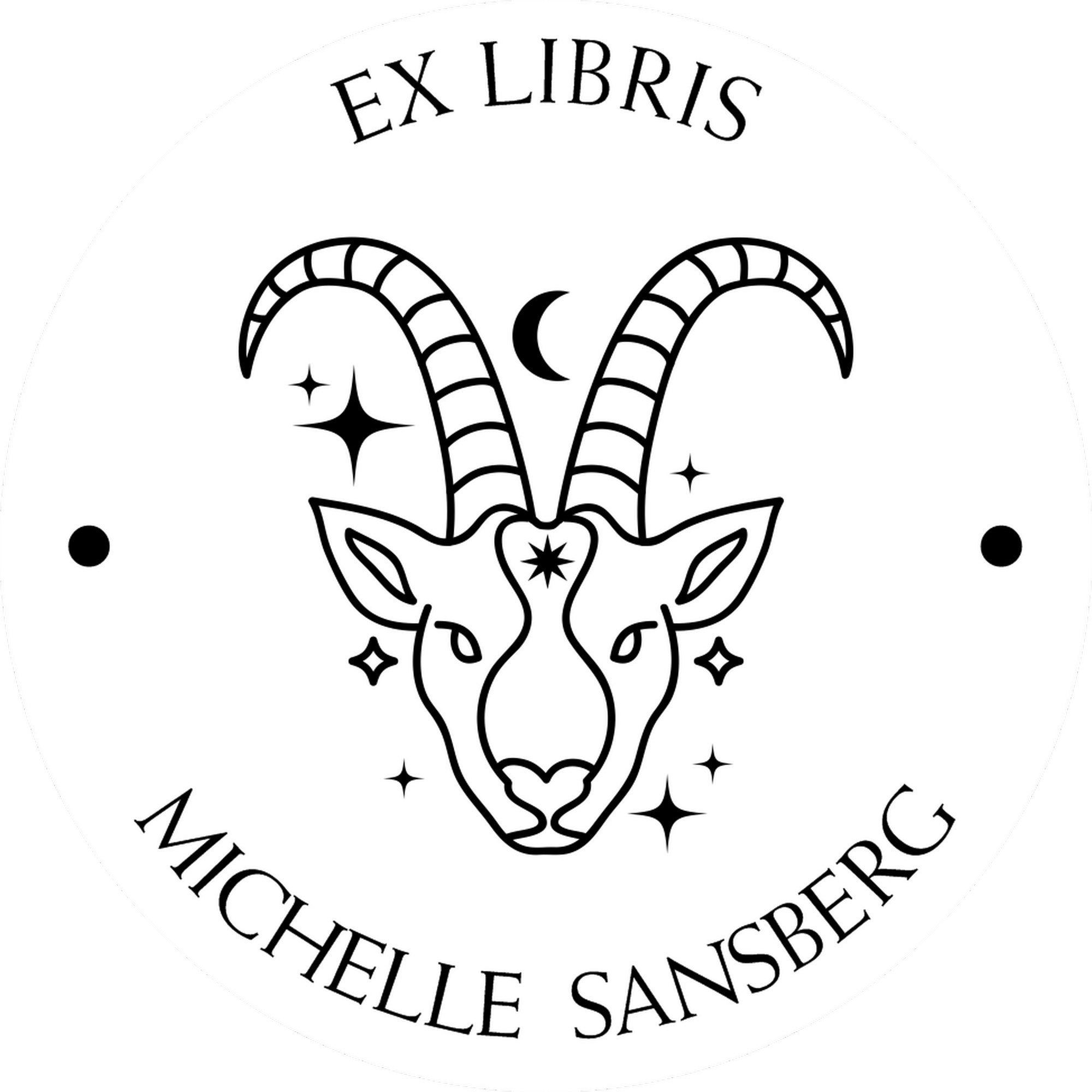 Wood Handle Capricorn Sea Goat Custom Made Book Ownership Stamper - Engineer Seal Stamps