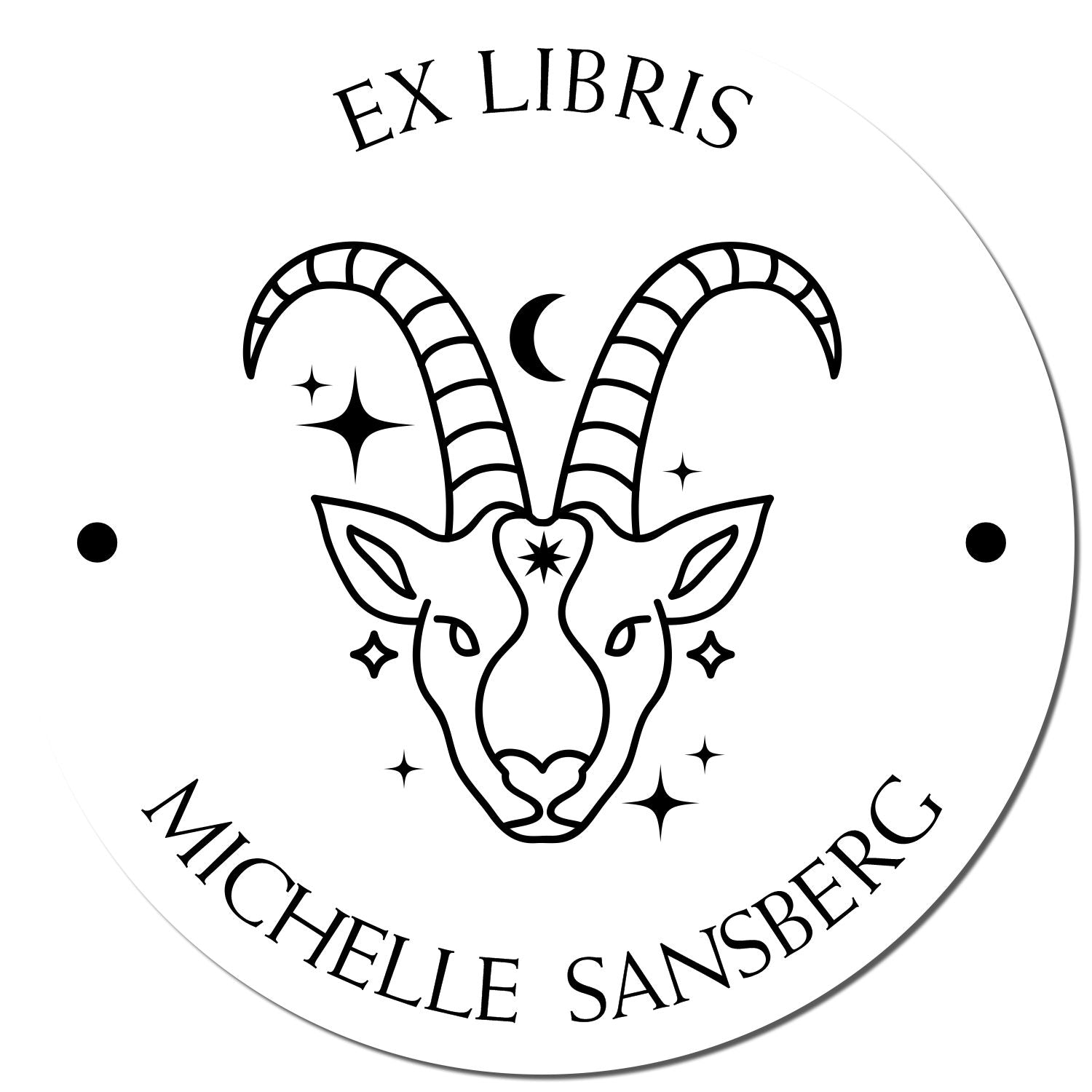 PSI Pre-Inked Capricorn Sea Goat Personalized Book Property Stamper - Engineer Seal Stamps