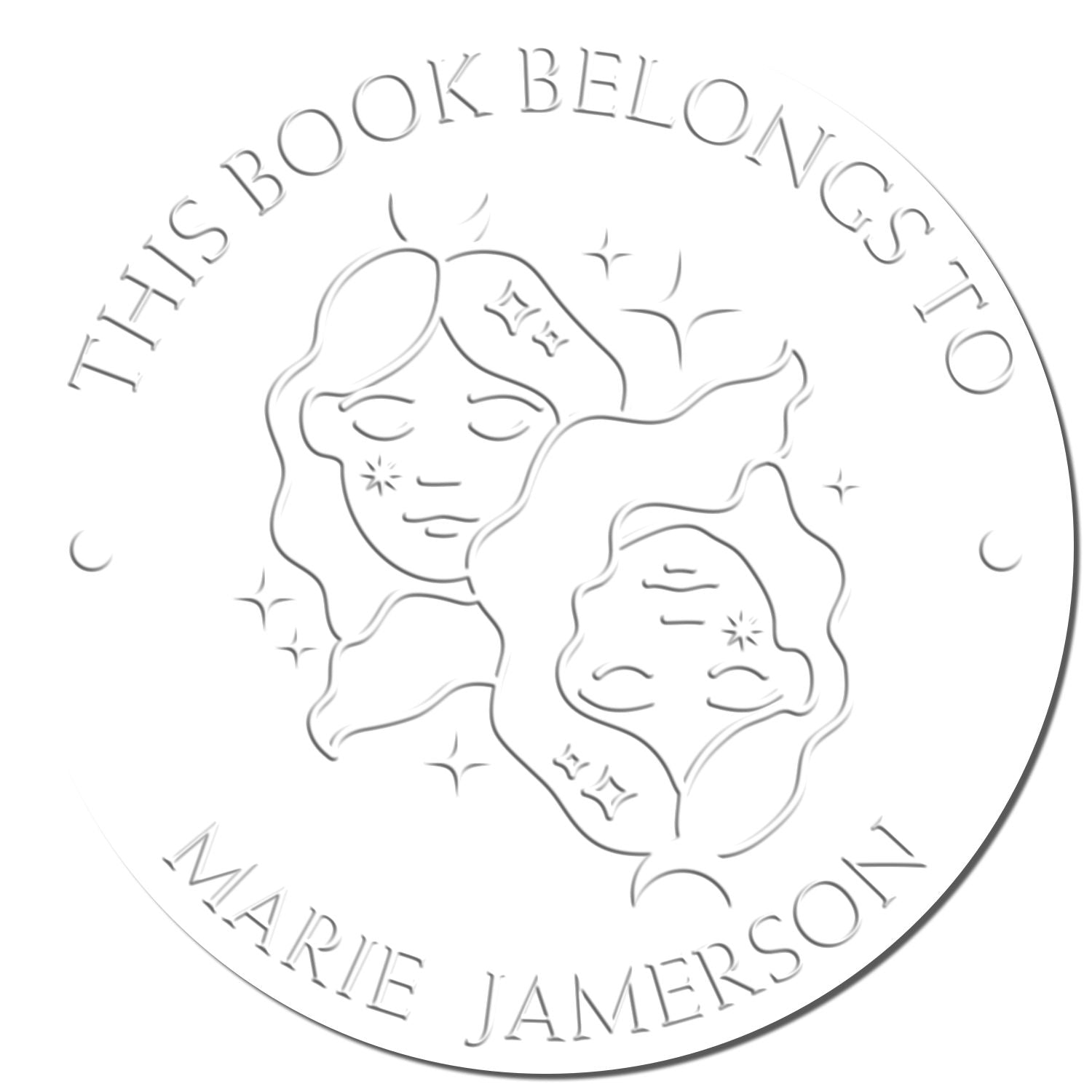 Desk Gemini Twins with Stars Custom Bookworm Embossed Stamp - Engineer Seal Stamps