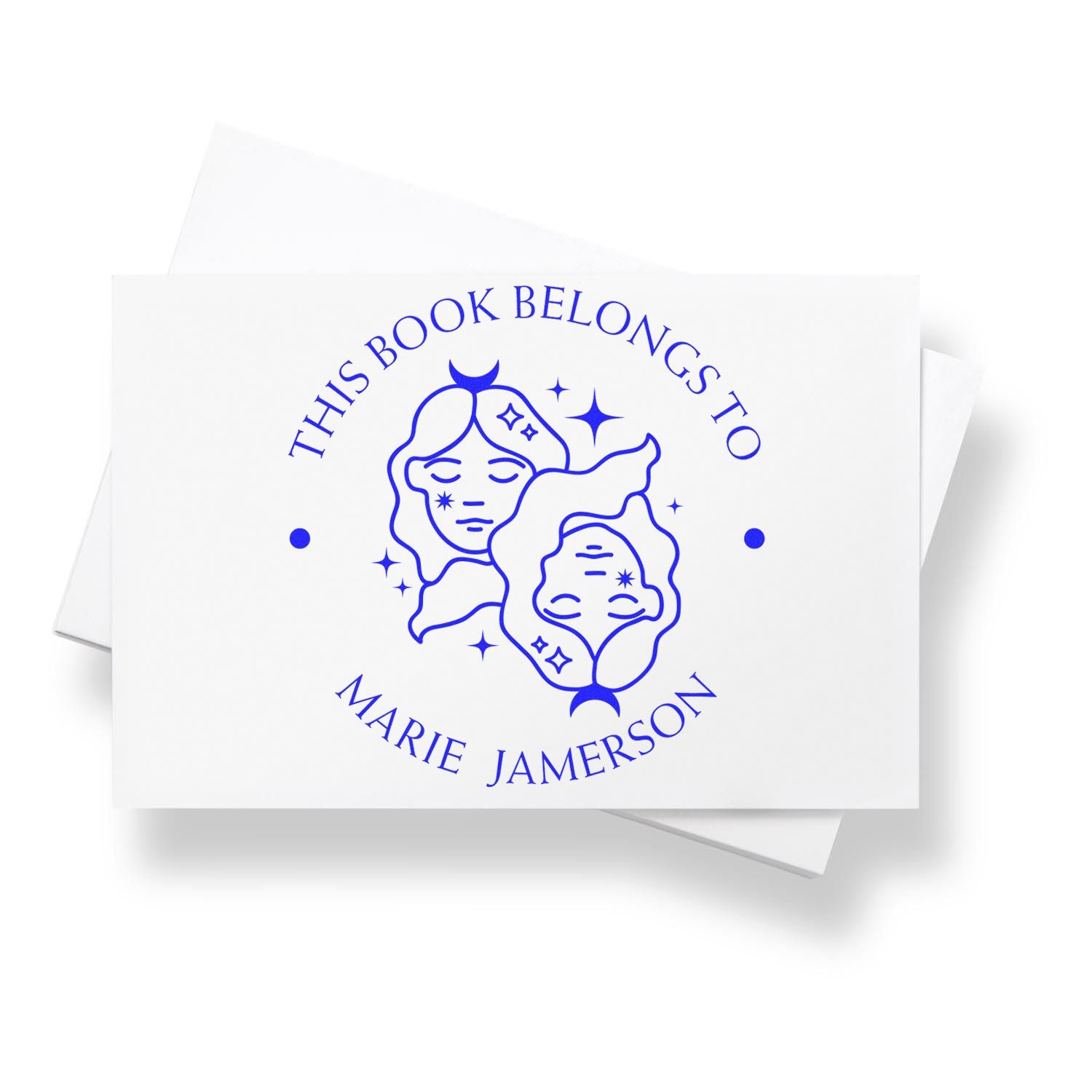 Pre-Inked Gemini Twins with Stars Personalized Read It Love It Stamper - Engineer Seal Stamps