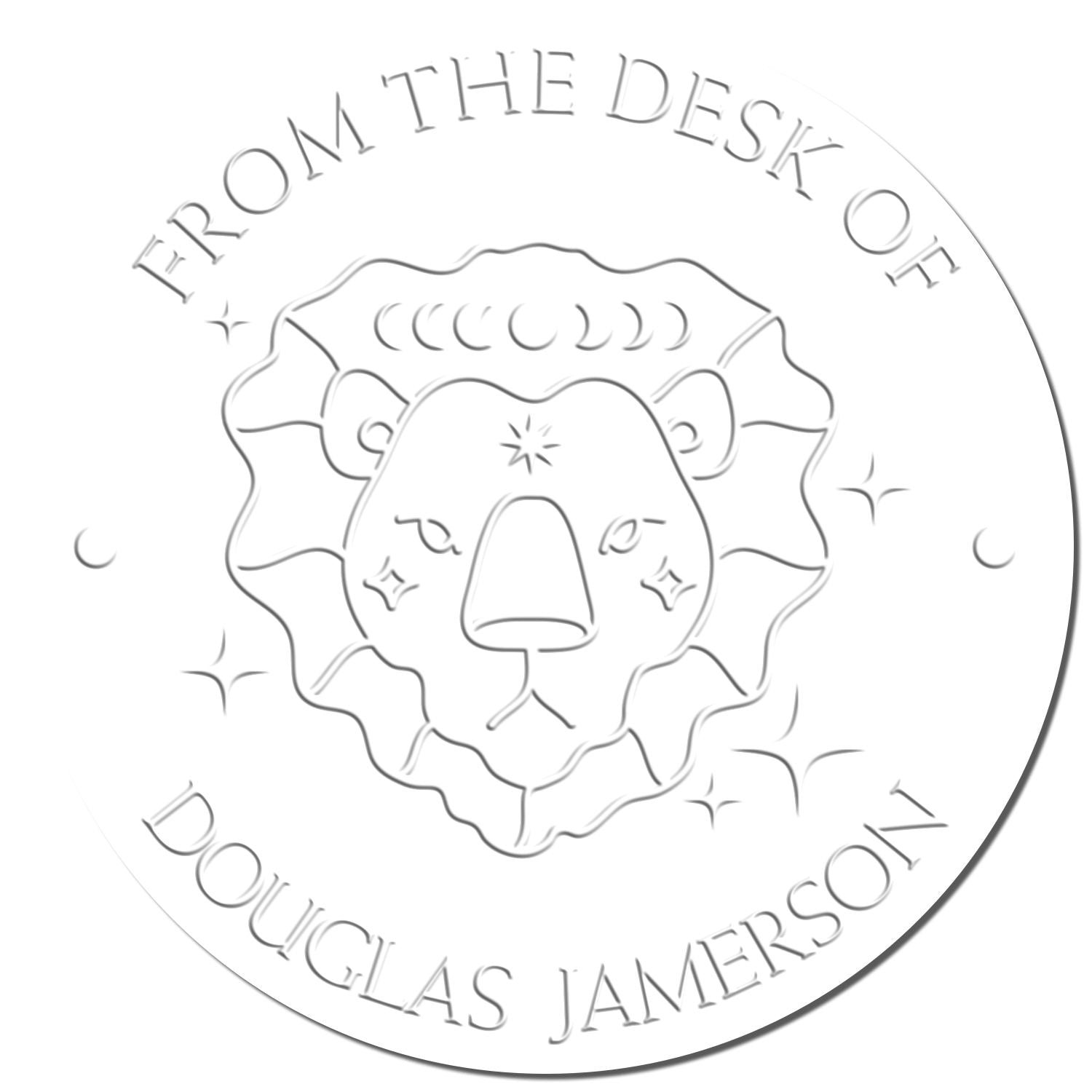 Desk Leo Lion with Sun and Stars Custom Bookworm Embosser - Engineer Seal Stamps