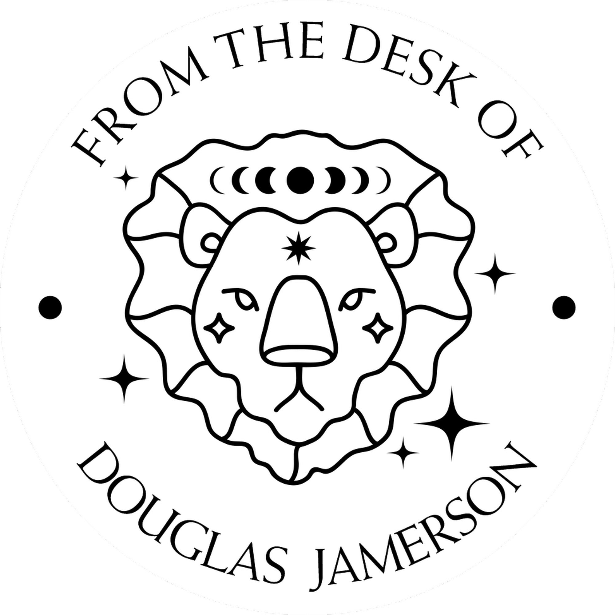 Pre-Inked Leo Lion with Sun and Stars Personalized Read It Love It Return It Stamp - Engineer Seal Stamps