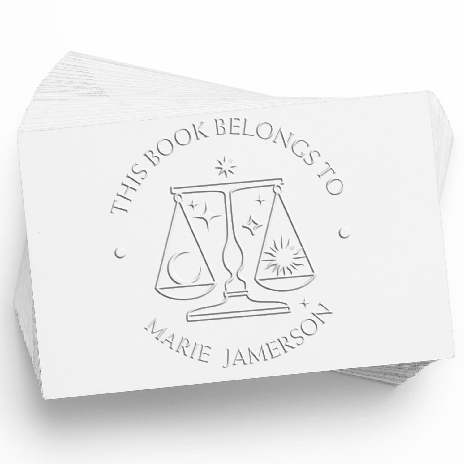 Desk Libra Scales with Sun & Moon Custom Bookworm Embossing Seal - Engineer Seal Stamps