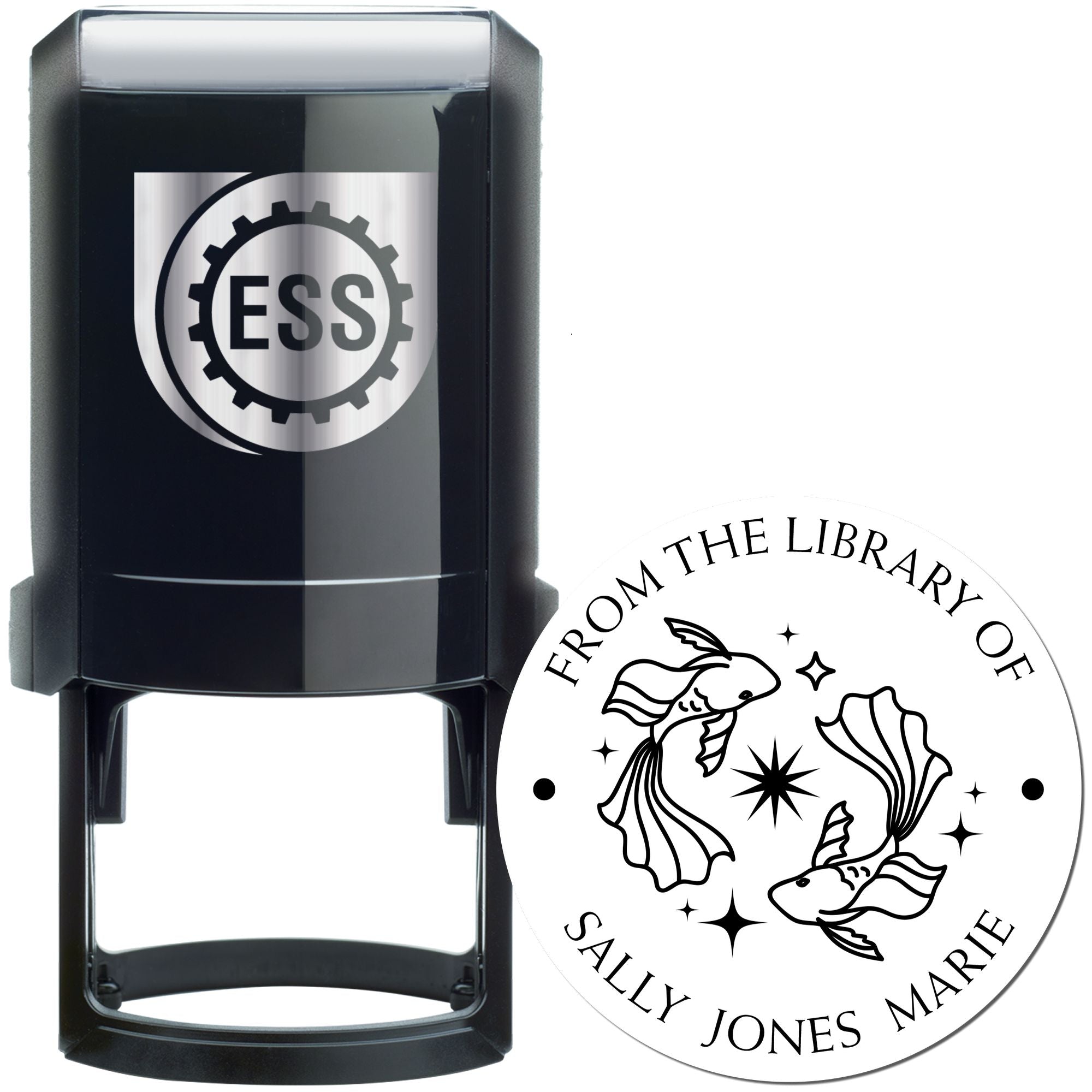 Self-Inking Pisces Swimming Fish Custom Made Read It Love It Stamp - Engineer Seal Stamps