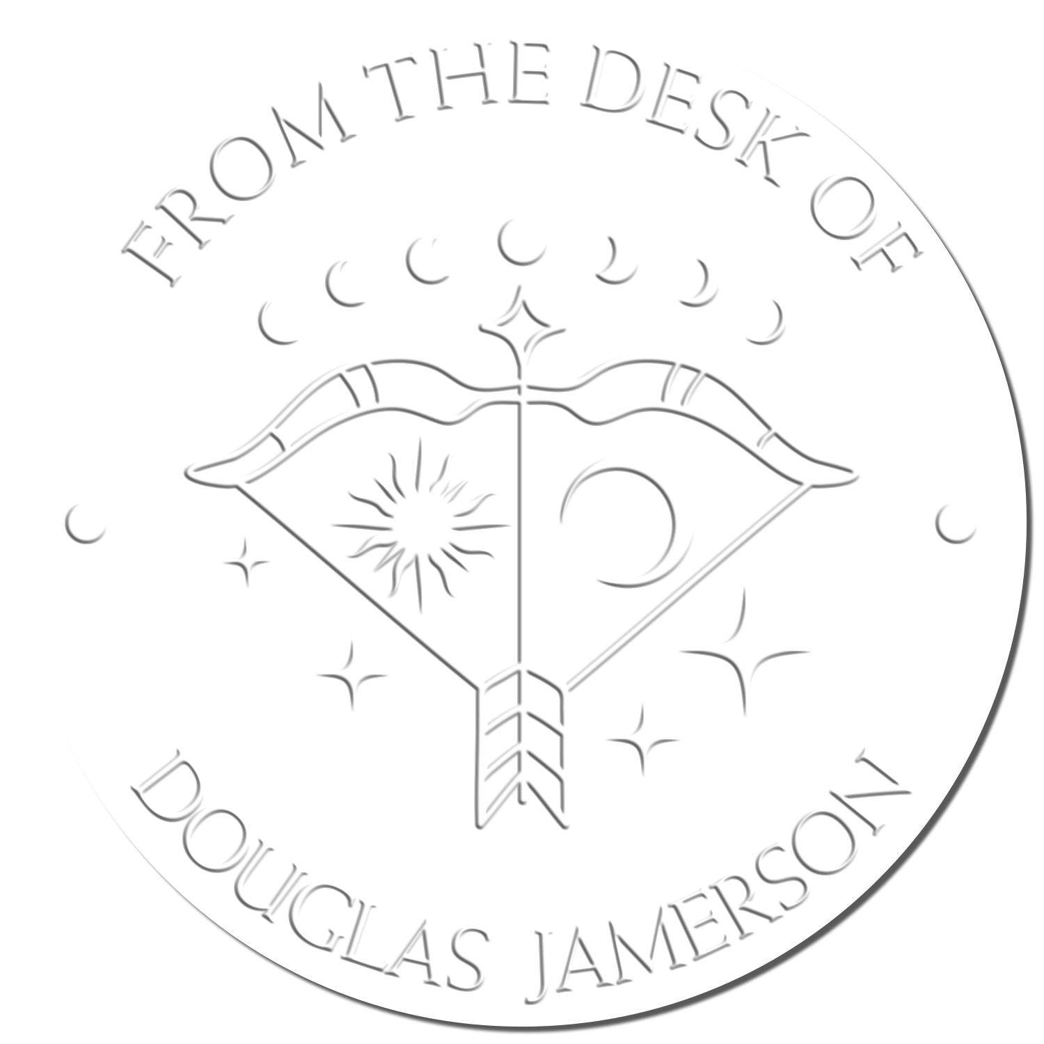 Desk Sagittarius Bow and Arrow Custom Bookworm Paper Embosser - Engineer Seal Stamps