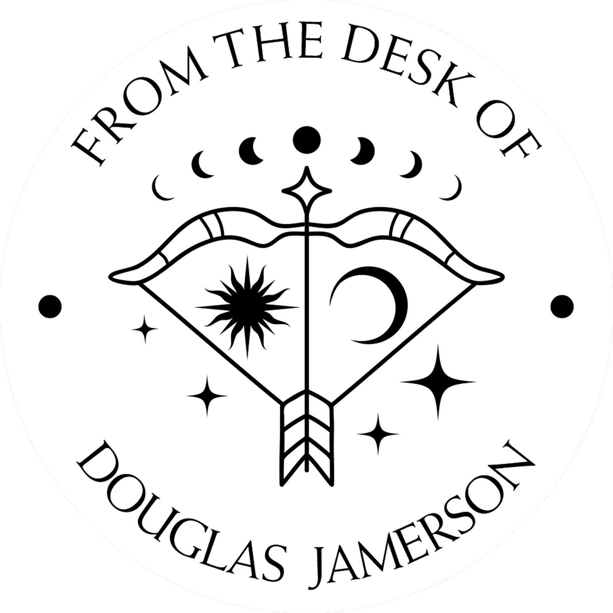 Wood Handle Sagittarius Bow and Arrow Custom Made Bookplate Stamp