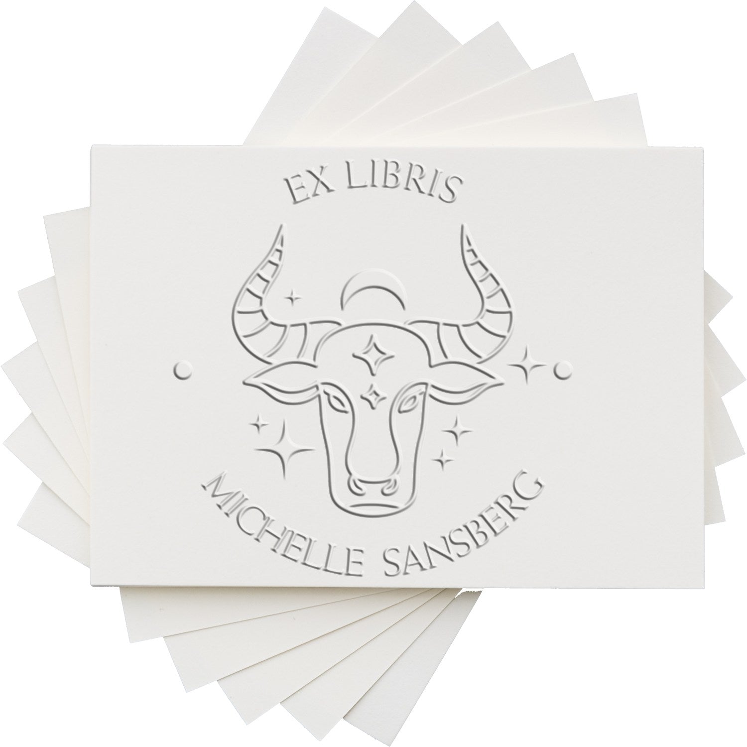 Soft Taurus with Half Moon Custom Bibliophile Paper Embosser - Engineer Seal Stamps