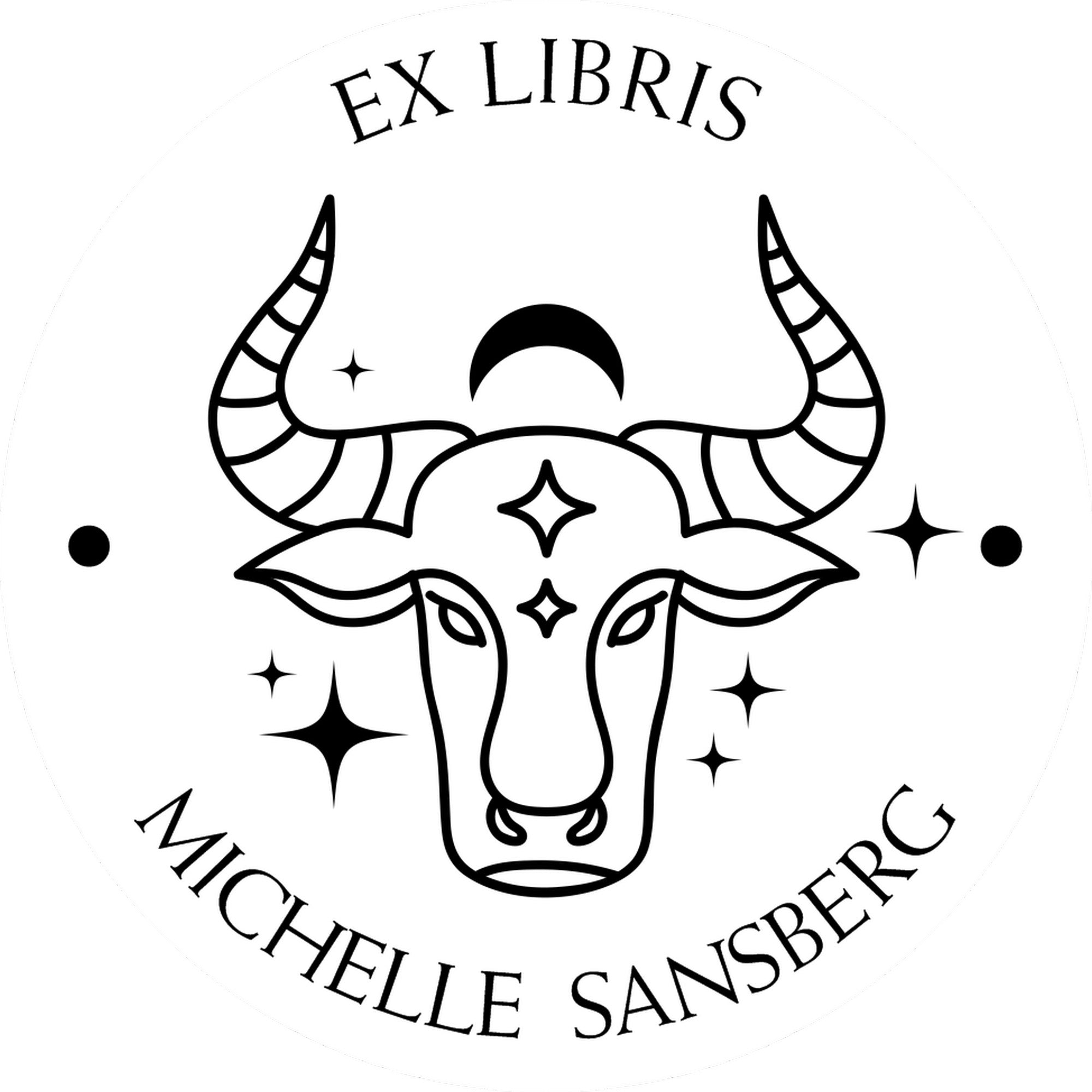 PSI Pre-Inked Taurus with Half Moon Personalized Library Stamp - Engineer Seal Stamps