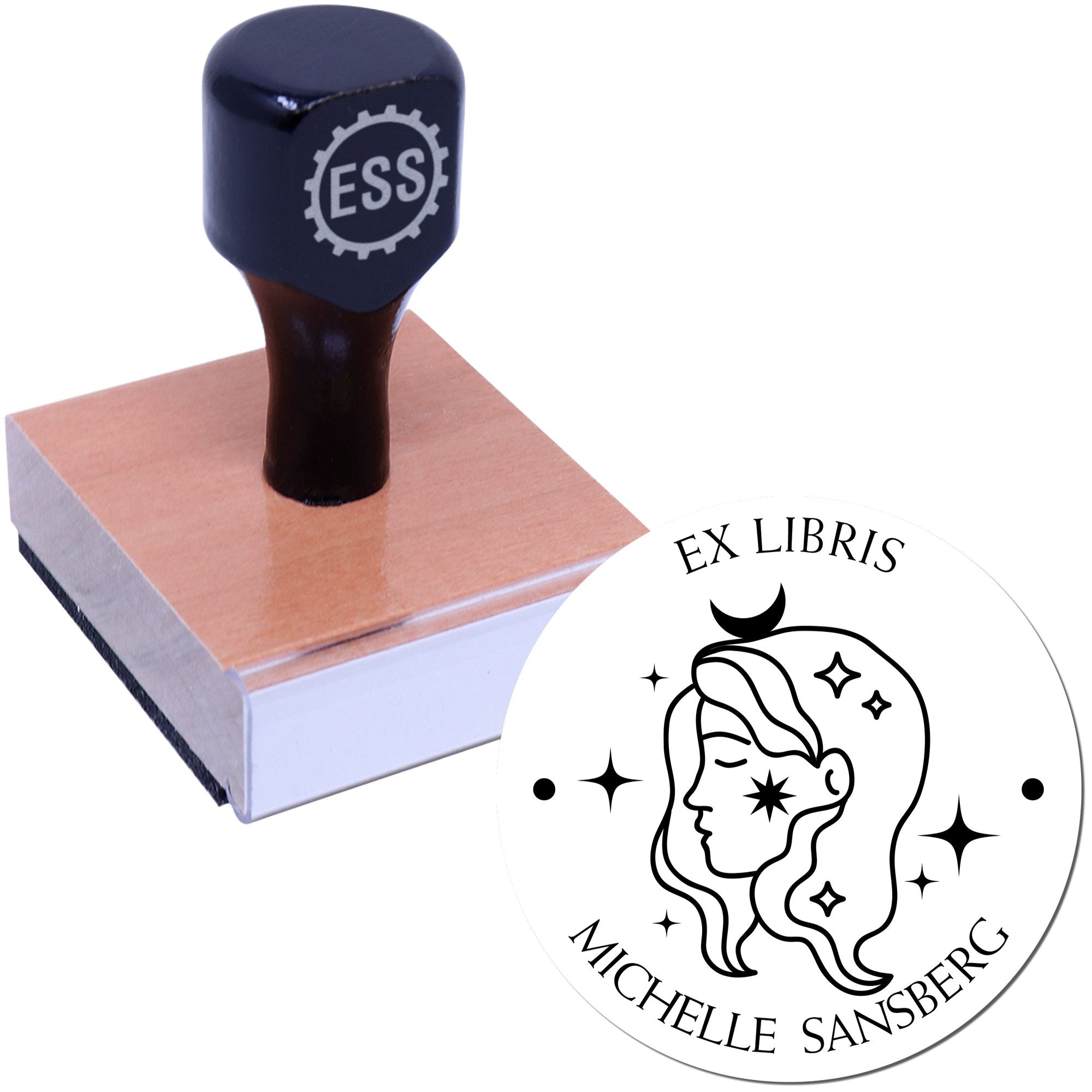 Wood Handle Beautiful Virgo Side Profile Custom Made Bookworm Stamper