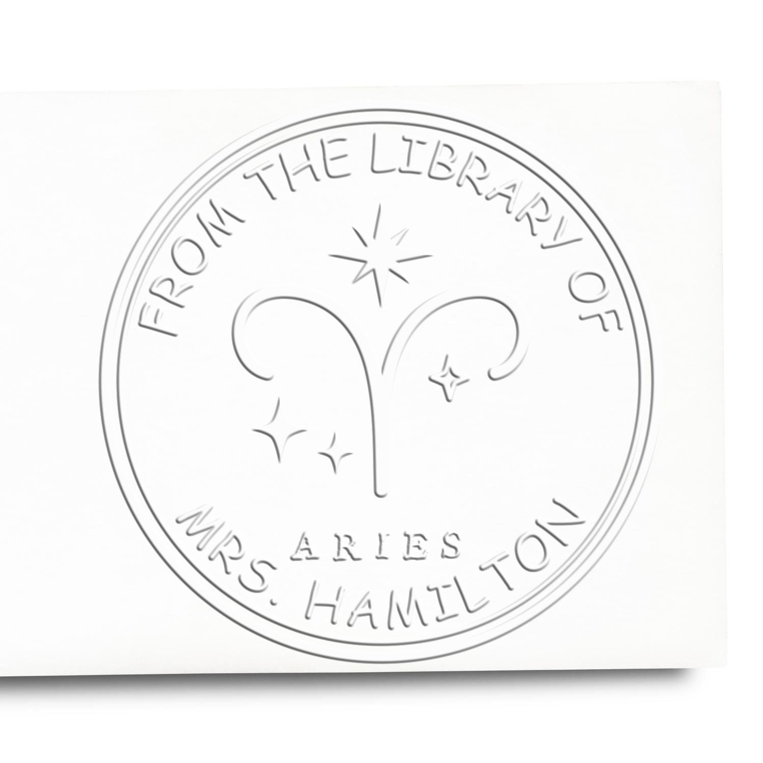 Hybrid Aries Library with Stars Personalized Book Library Seal Press - Engineer Seal Stamps