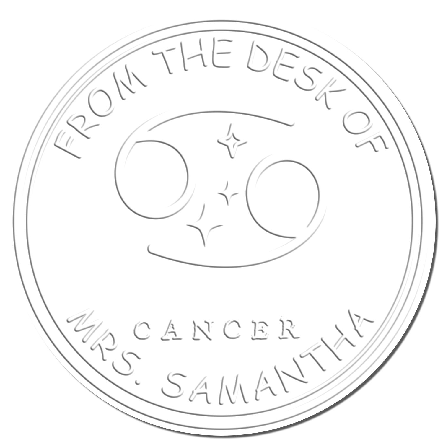 Desk Cancer Library with Stars Personalized Bookplate Embossed Stamp - Engineer Seal Stamps