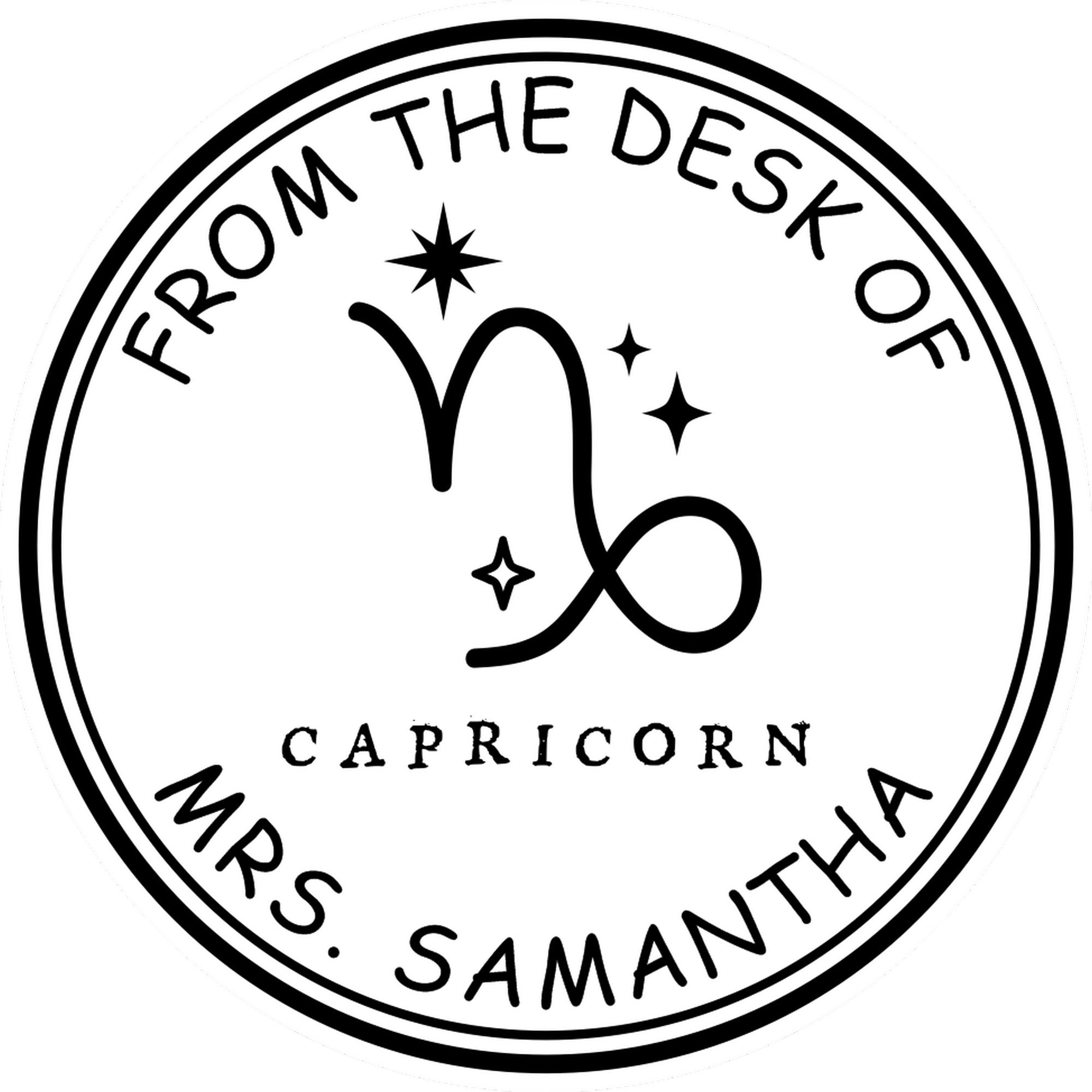 Wood Handle Capricorn Library with Stars Customized Book Name Stamp - Engineer Seal Stamps
