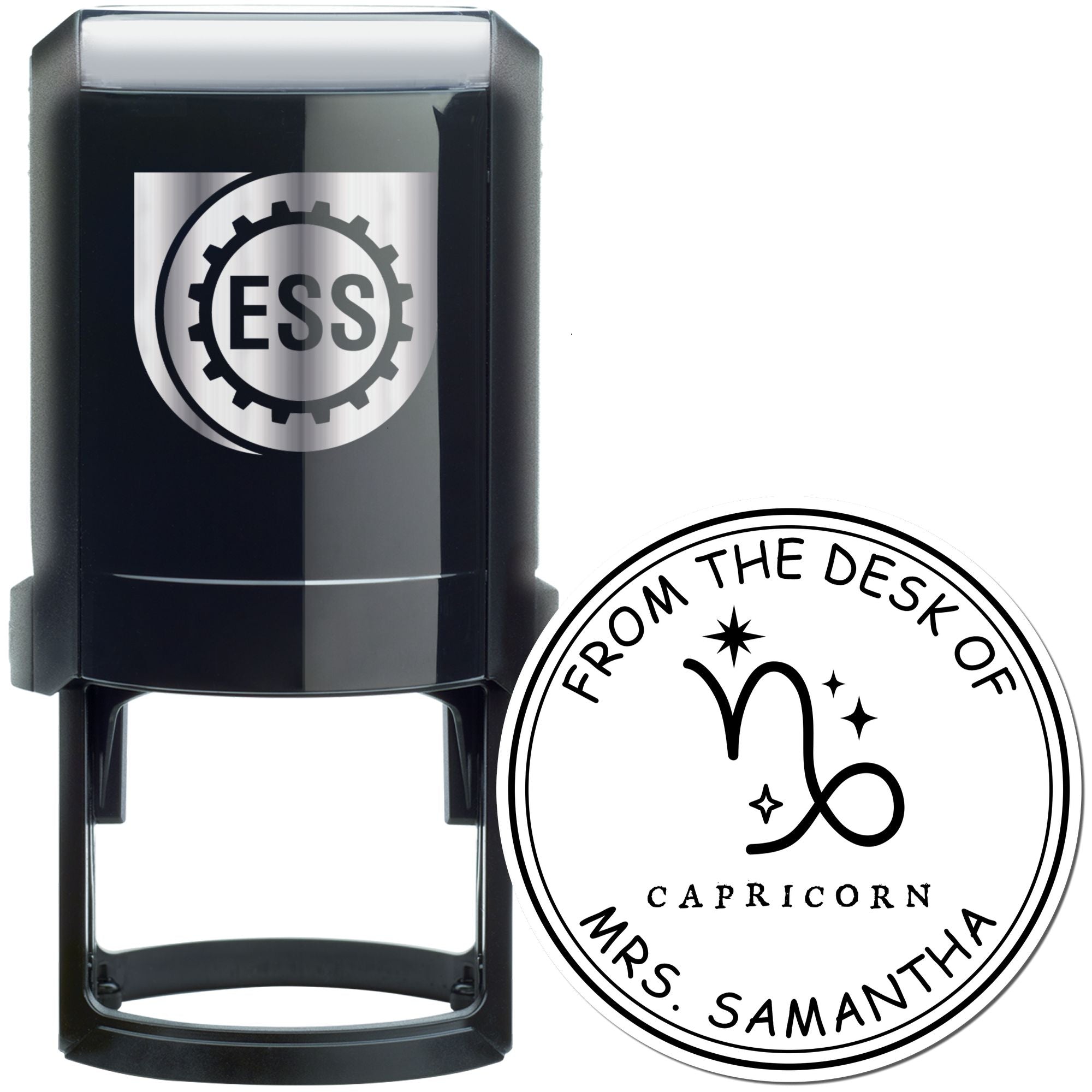 Self-Inking Capricorn Library with Stars Customized Ownership Stamp - Engineer Seal Stamps