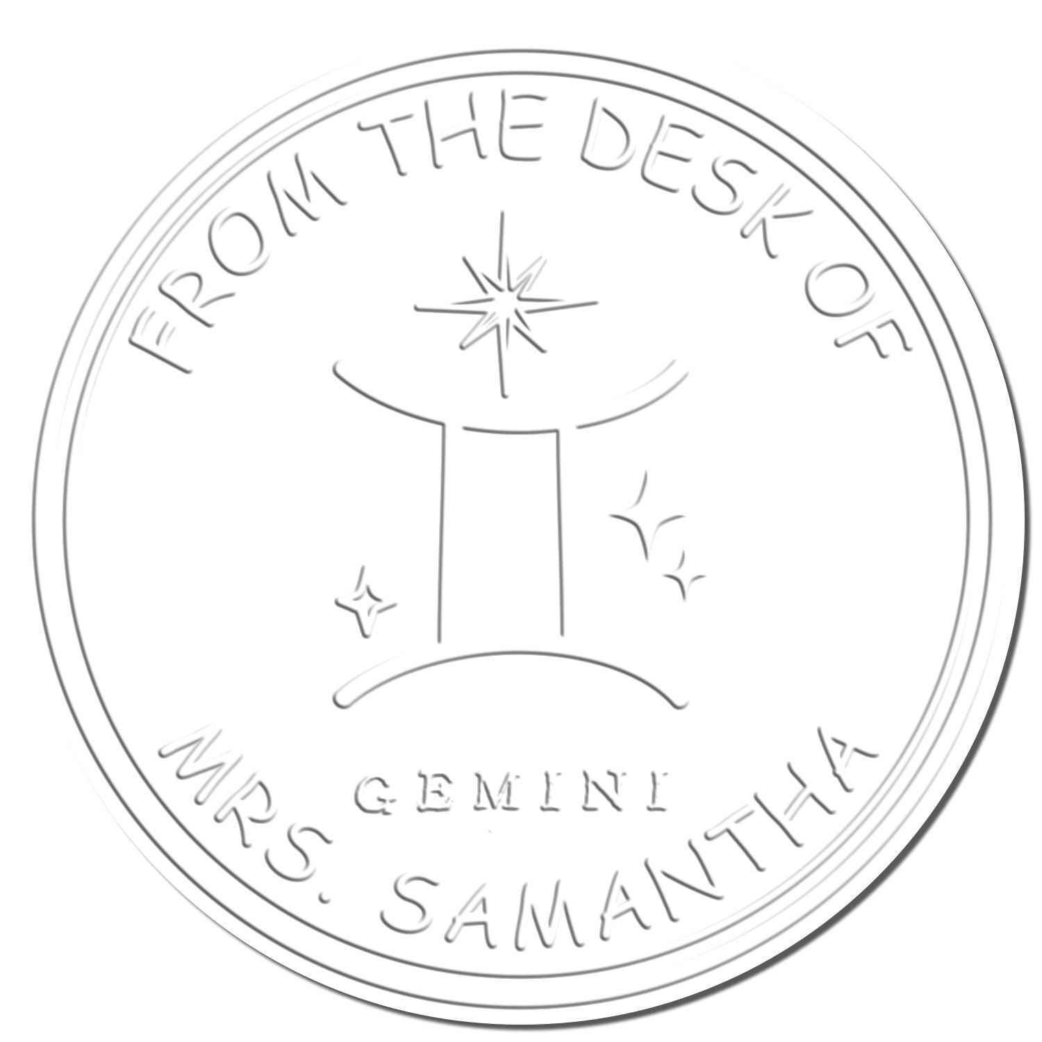 Desk Gemini Library with Stars Personalized Bookplate Embossing Seal - Engineer Seal Stamps