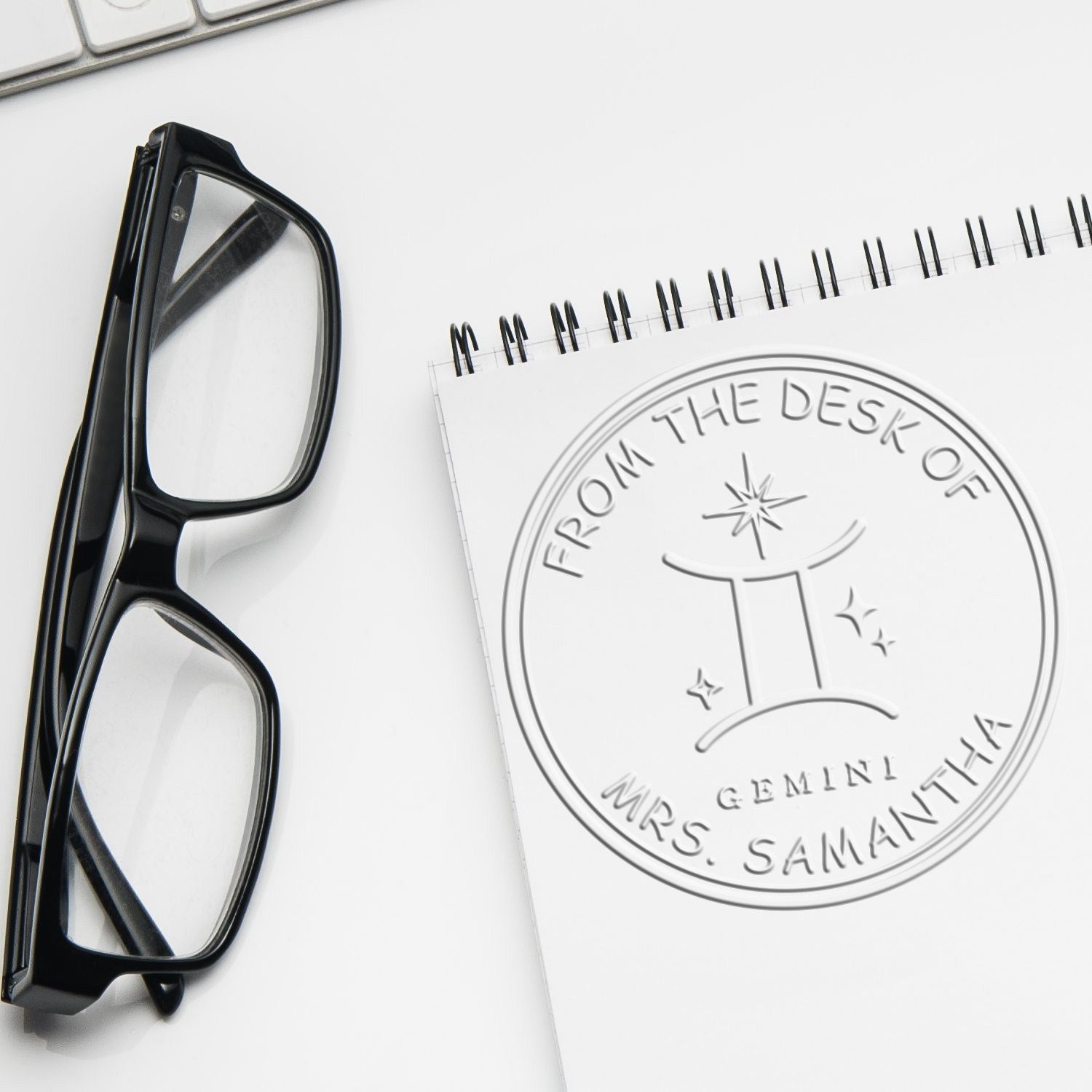 Desk Gemini Library with Stars Personalized Bookplate Embossing Seal - Engineer Seal Stamps