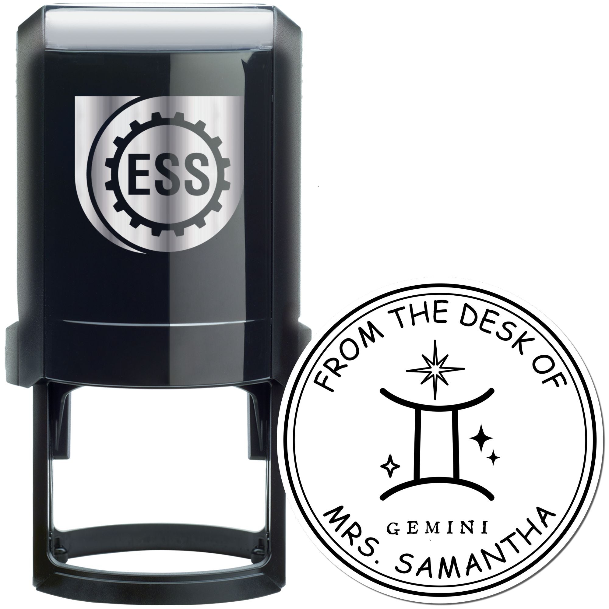 Self-Inking Gemini Library with Stars Customized Ownership Stamper - Engineer Seal Stamps