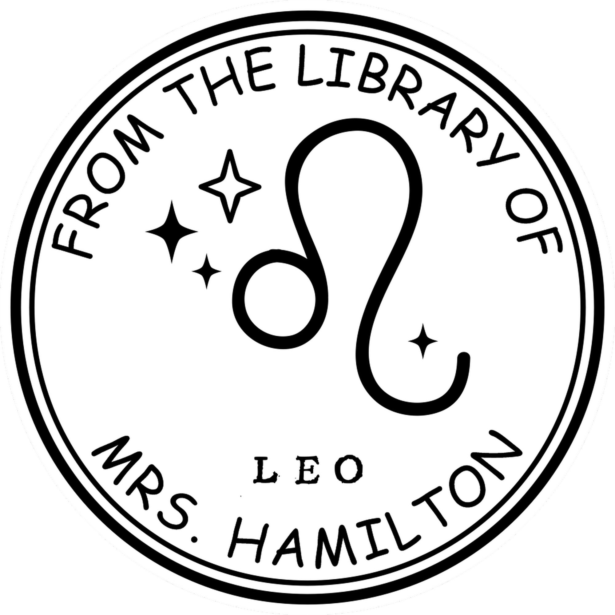 PSI Pre-Inked Leo Library with Stars Custom Book Ownership Label Stamp - Engineer Seal Stamps