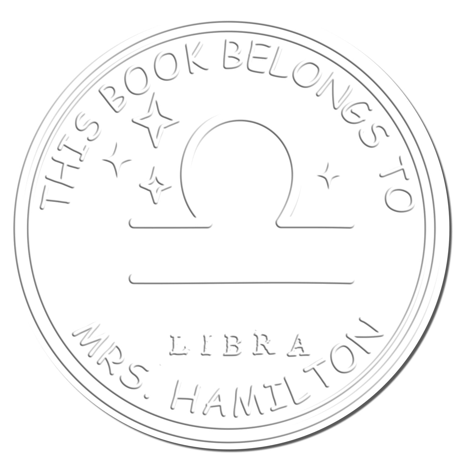 Soft Libra Library with Stars Personalized Belongs To Paper Embosser - Engineer Seal Stamps