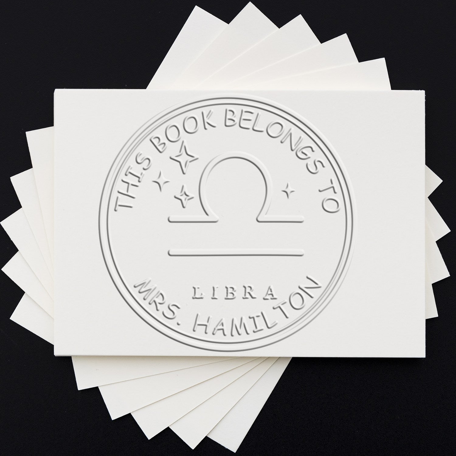 Soft Libra Library with Stars Personalized Belongs To Paper Embosser - Engineer Seal Stamps