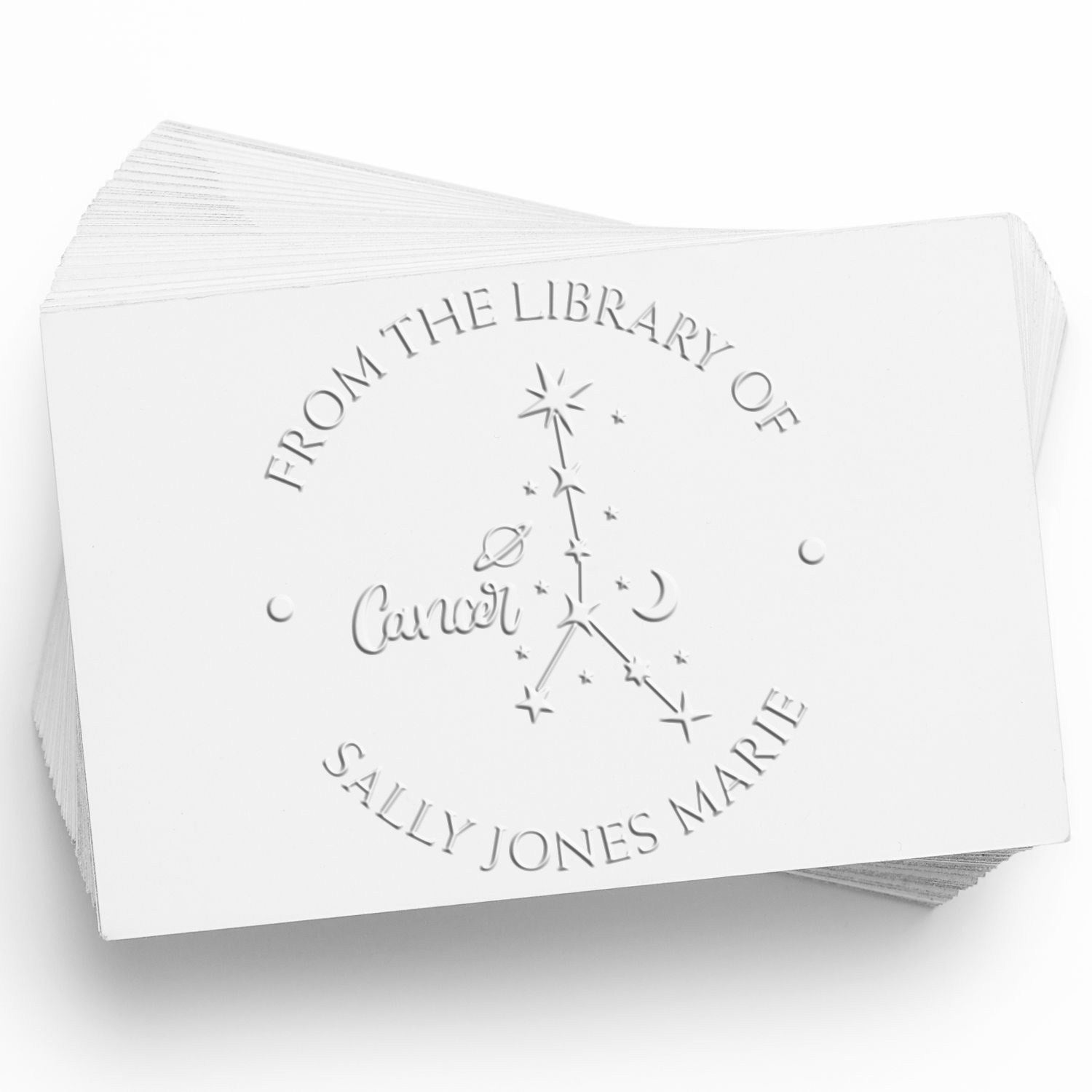 Desk Cancer Constellation with Planet, Moon and Stars Custom From The Library Of Paper Embosser - Engineer Seal Stamps