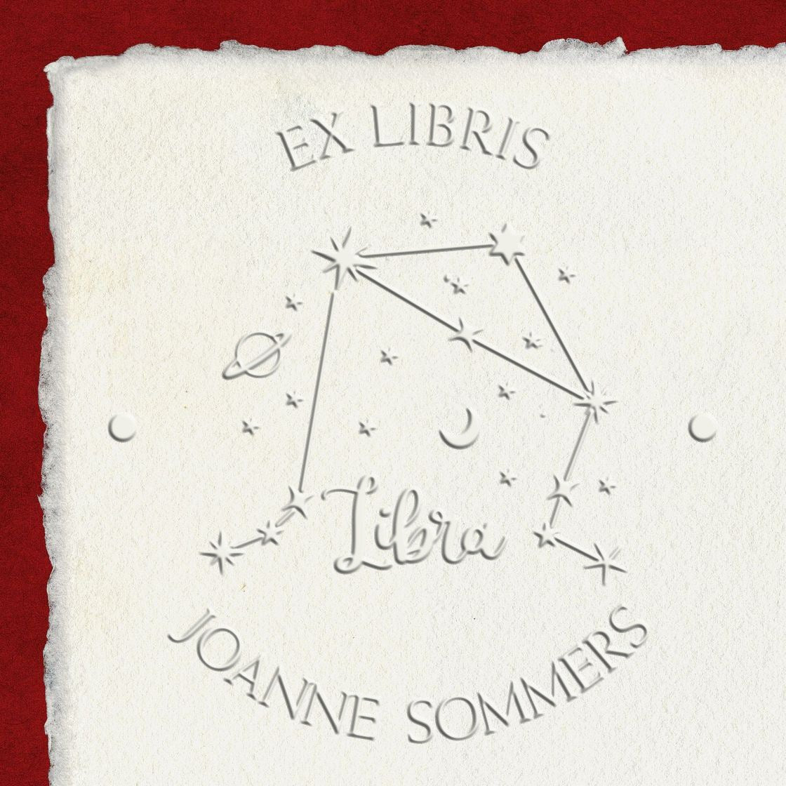 Soft Libra Constellation with Planet, Moon and Stars Custom Book Belongs to Embossed Stamp - Engineer Seal Stamps