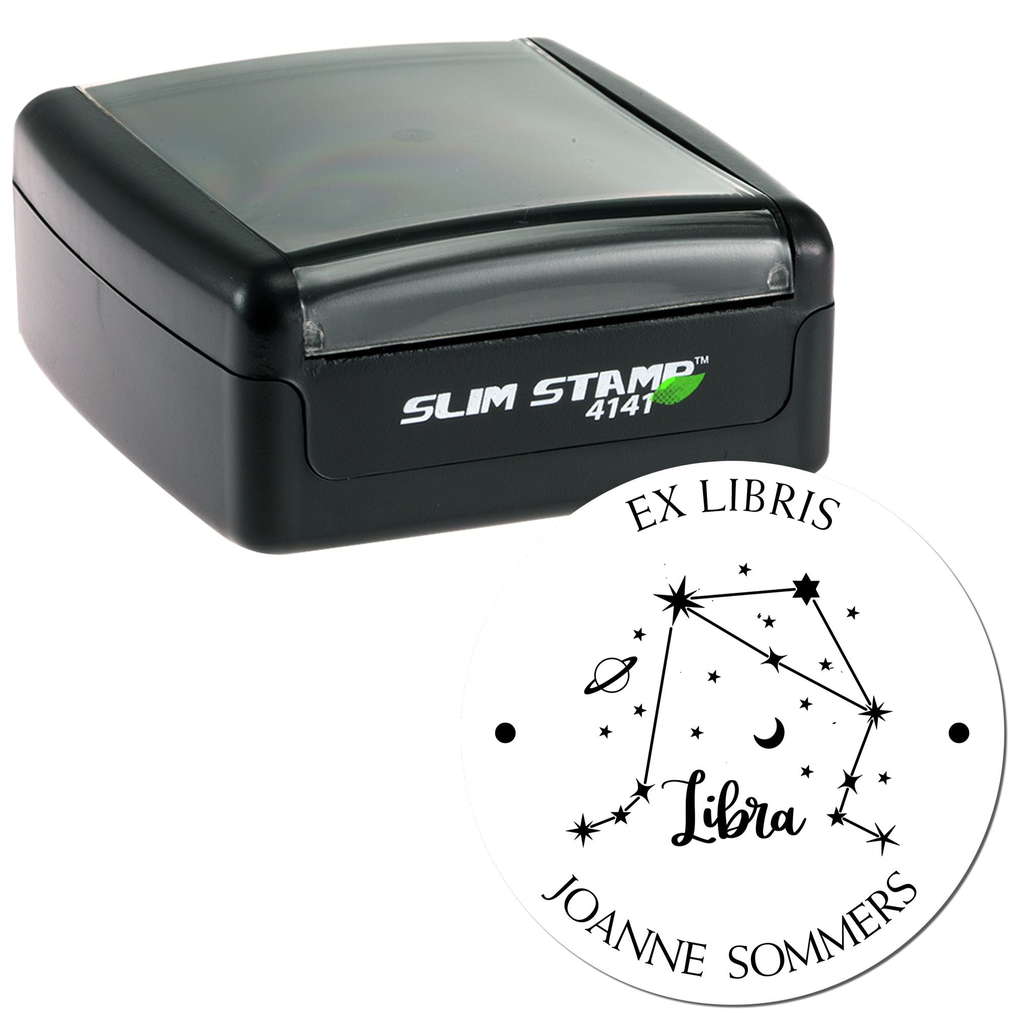 Pre-Inked Libra Constellation with Planet, Moon and Stars Customized Book Belongs to Stamper - Engineer Seal Stamps
