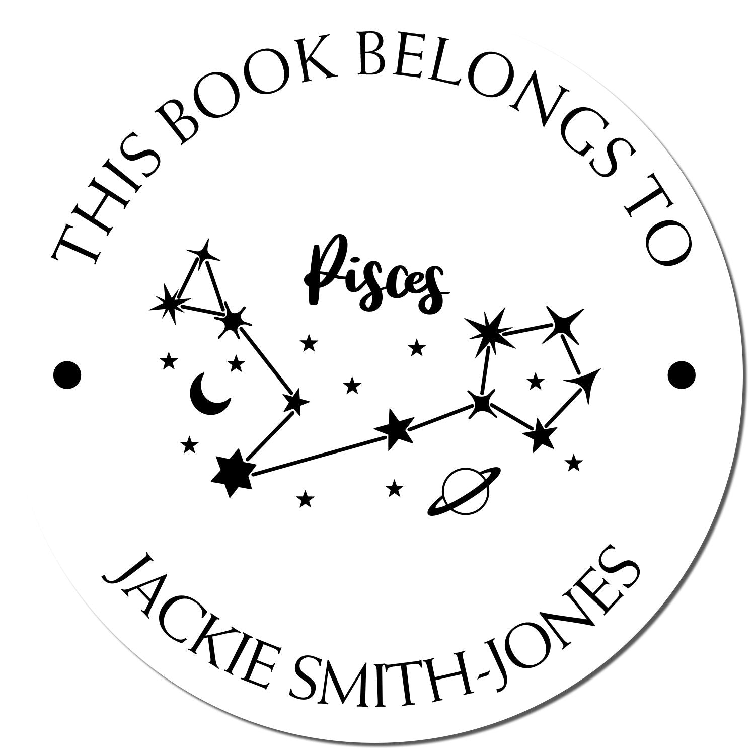 PSI Pre-Inked Pisces Constellation with Planet, Moon and Stars Personalized Love It Stamper - Engineer Seal Stamps