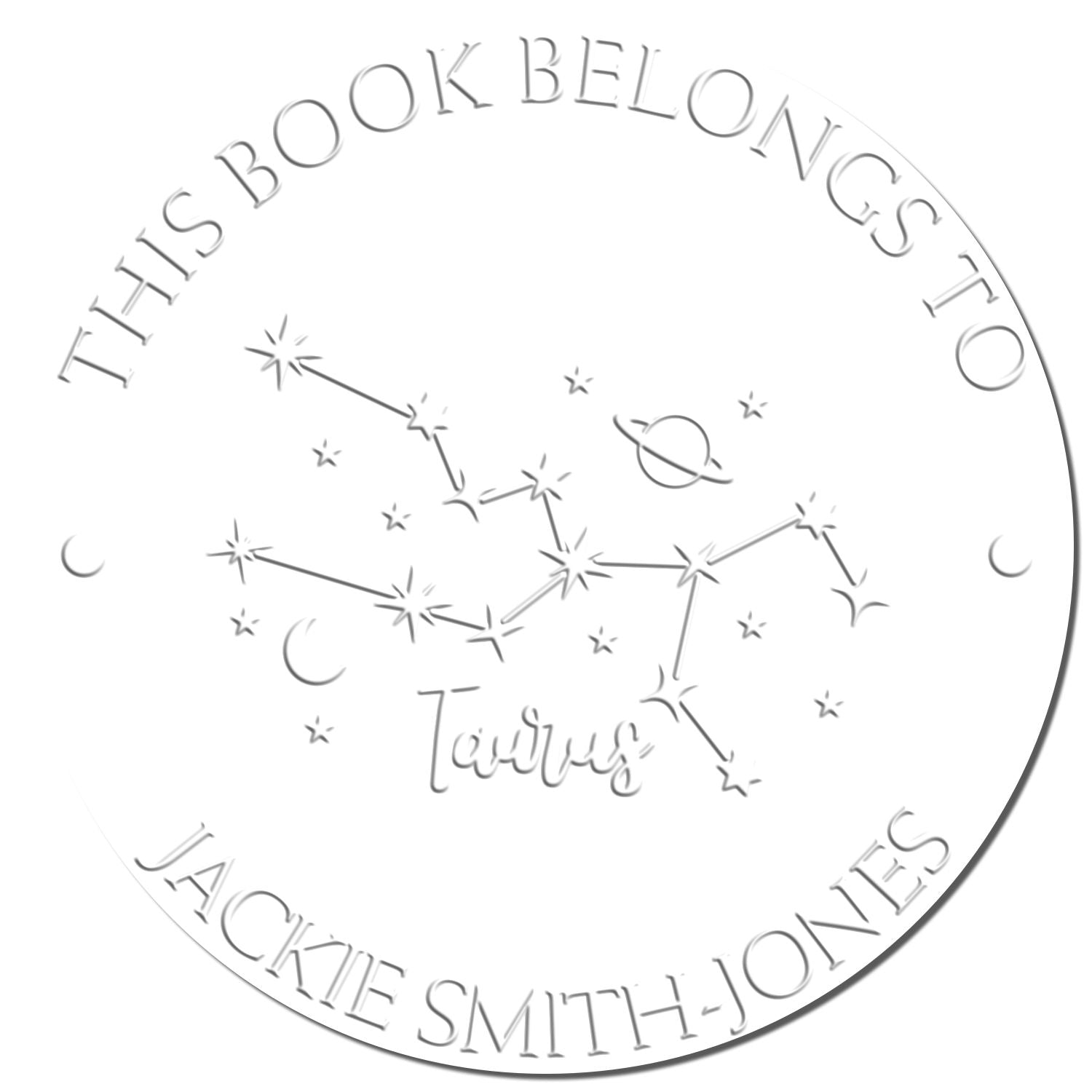 Desk Taurus Constellation with Planet, Moon and Stars Custom Library Collection Embossed Stamp - Engineer Seal Stamps