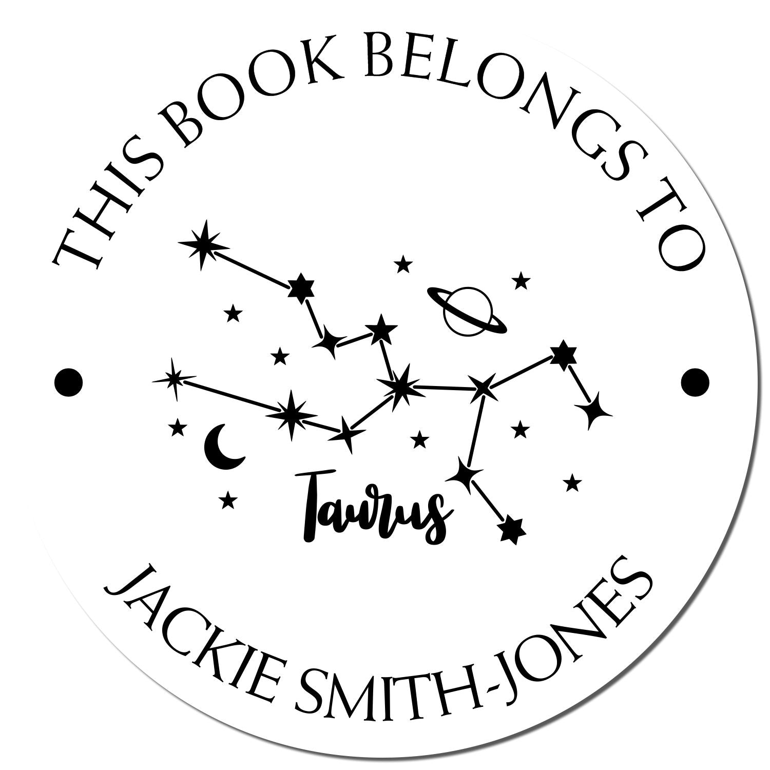 PSI Pre-Inked Taurus Constellation with Planet, Moon and Stars Personalized Name Stamp - Engineer Seal Stamps