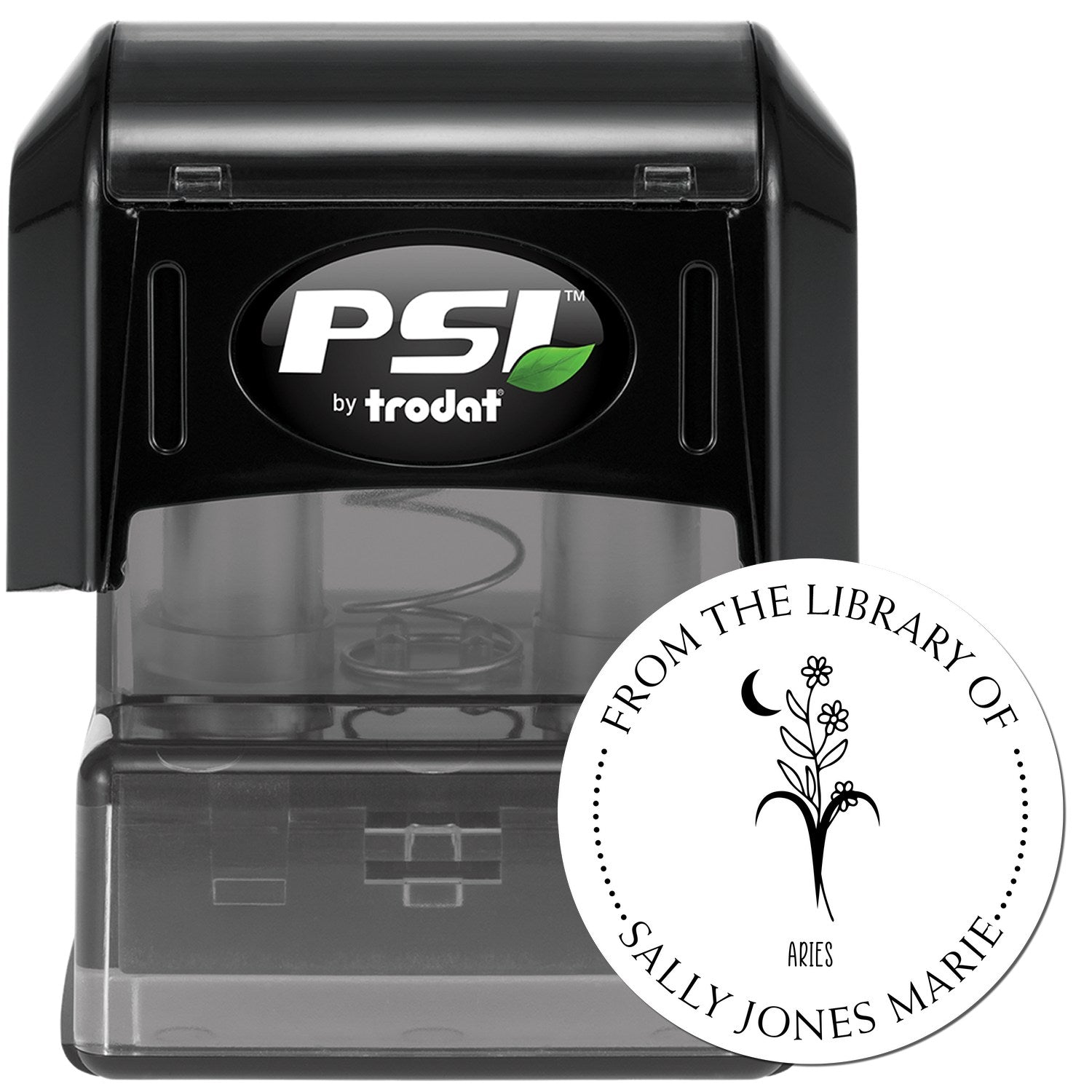 PSI Pre-Inked Aries Zodiac Symbol with Flowers Personalized Love It Stamp - Engineer Seal Stamps