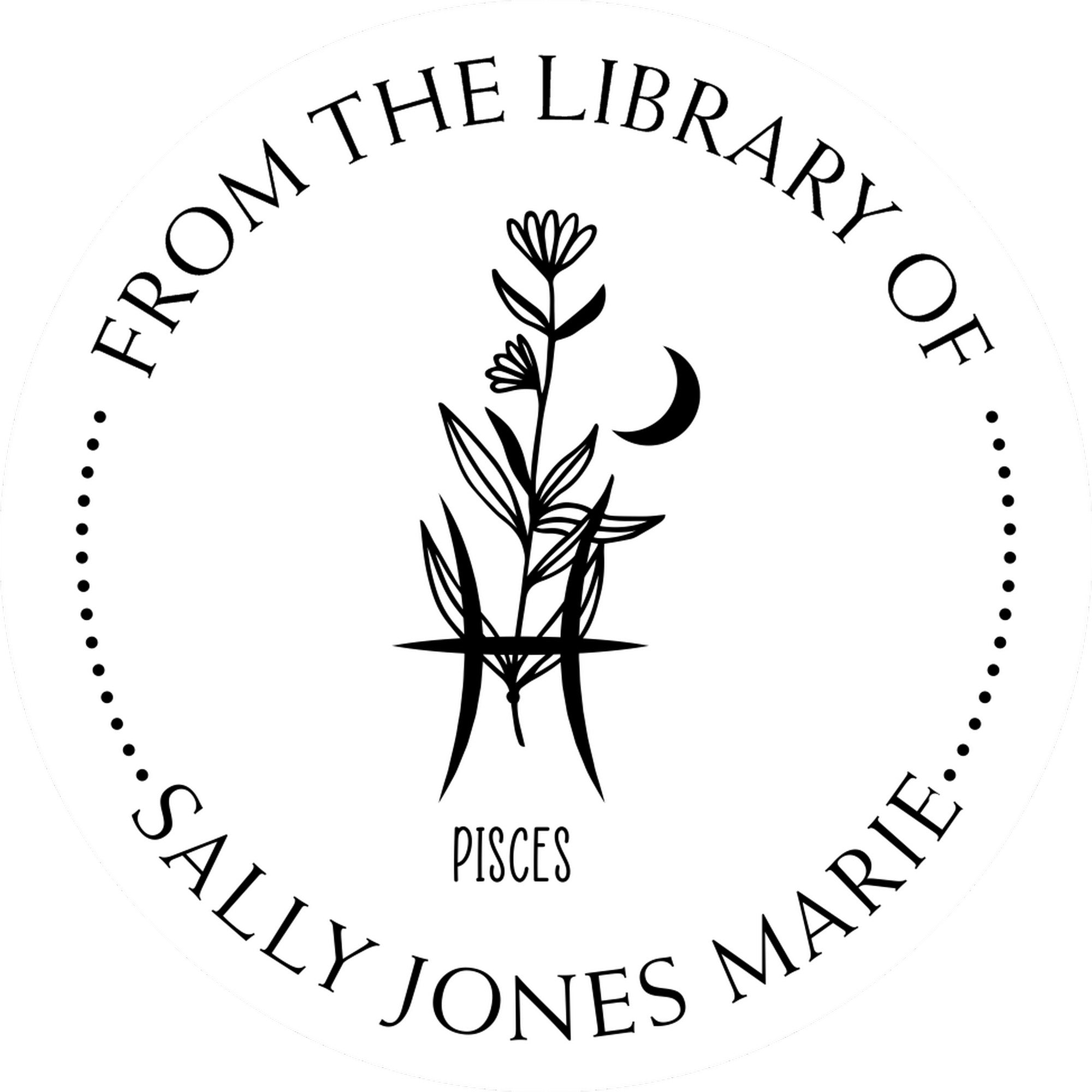 Pre-Inked Pisces Zodiac Symbol with Flowers Customized Read It Love It Stamp - Engineer Seal Stamps