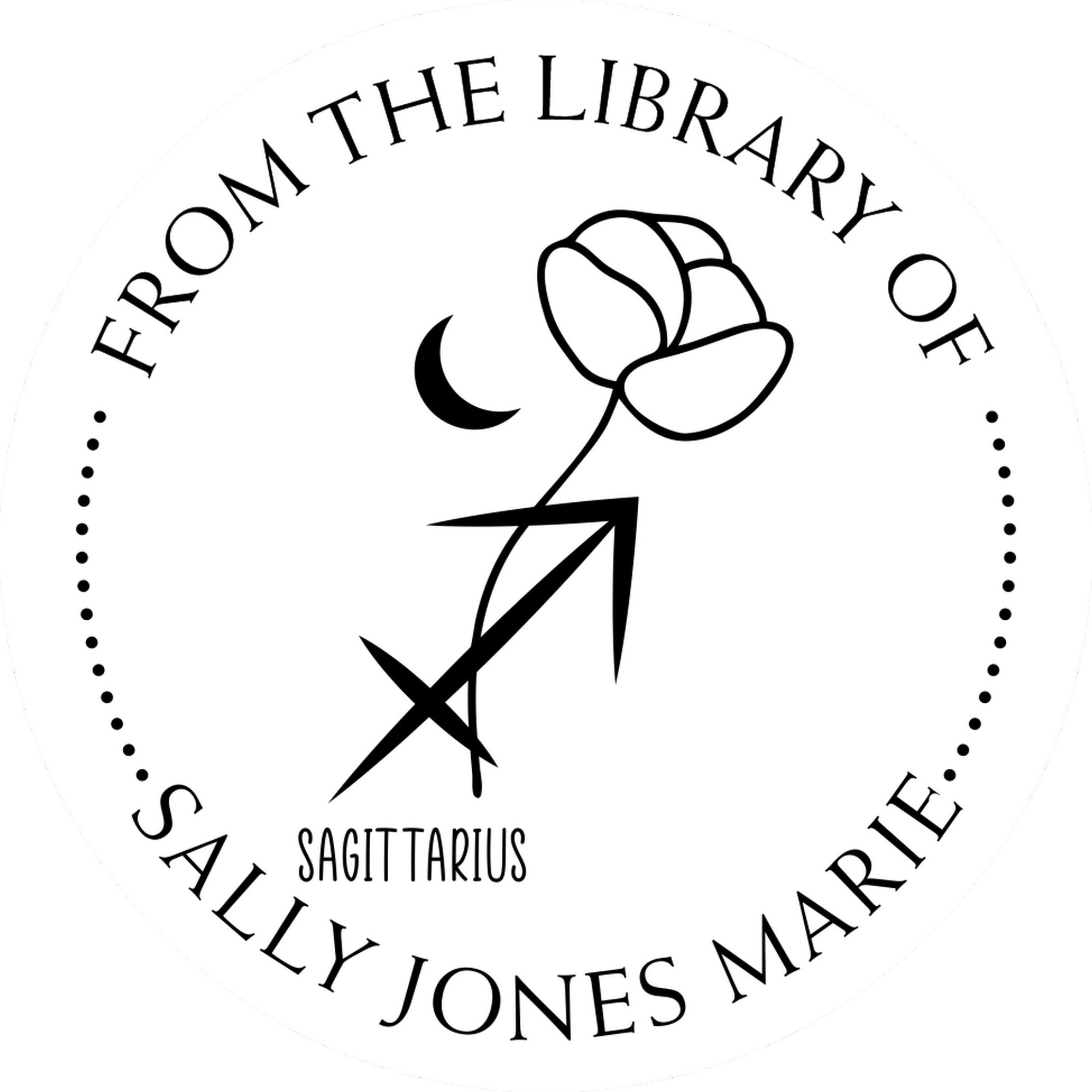 Self-Inking Sagittarius Zodiac Symbol with Flowers Custom Made Personal Library Stamp - Engineer Seal Stamps
