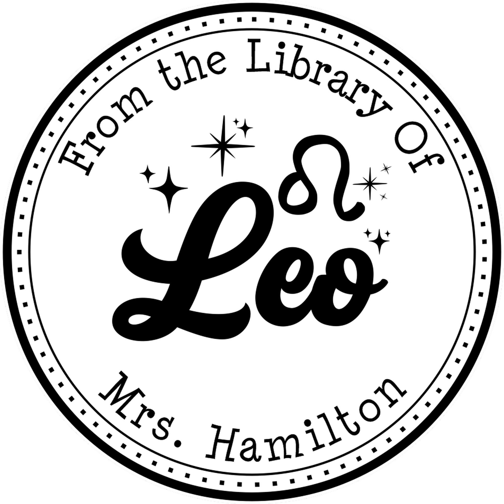 Self-Inking Leo Zodiac Symbol with Scripted Font Customized This Book Belongs To Stamp - Engineer Seal Stamps