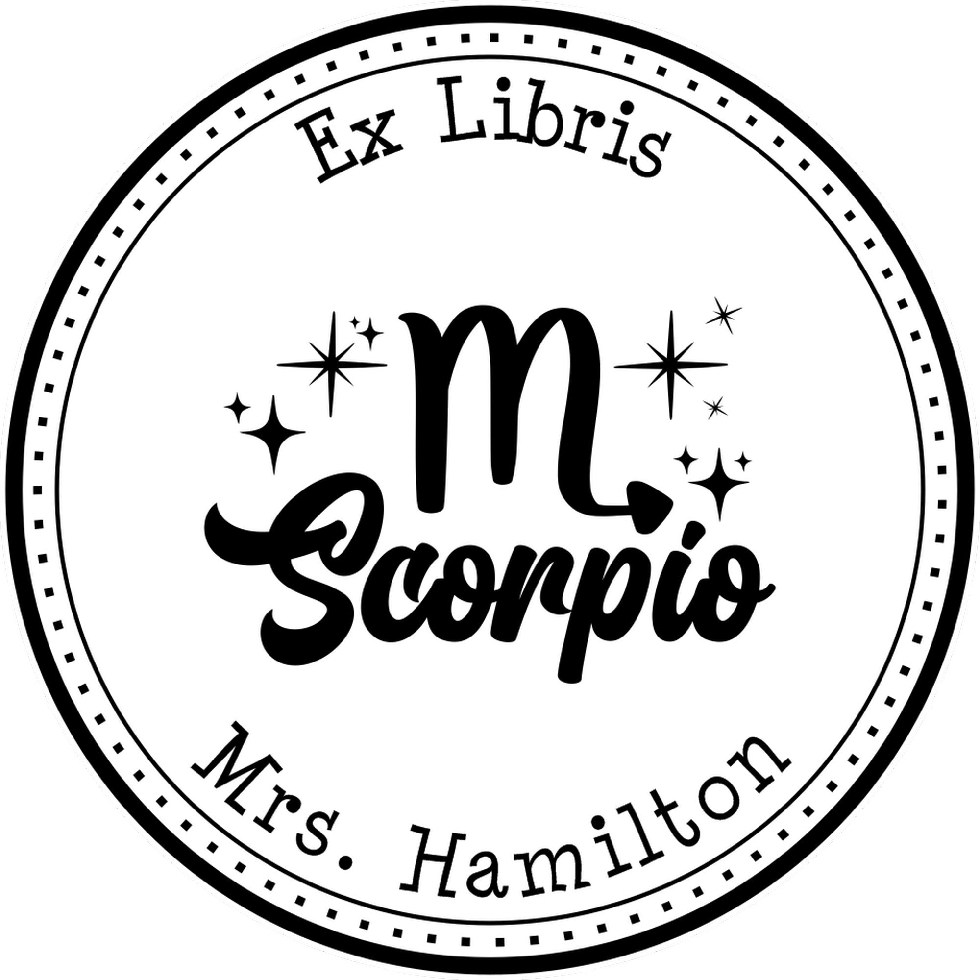PSI Pre-Inked Scorpio Zodiac Symbol with Scripted Font Custom Library Of Stamp - Engineer Seal Stamps