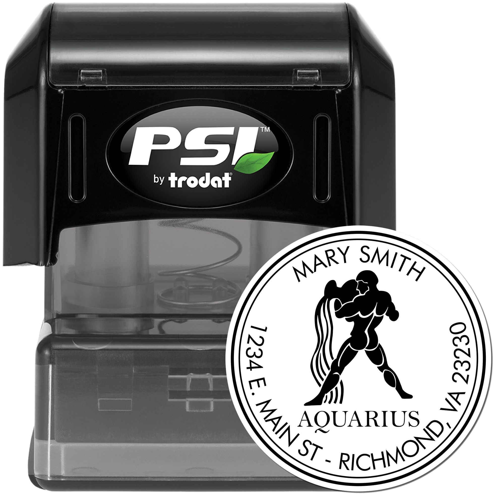 PSI Pre-Inked Flowing Aquarius Personalized New Home Stamp - Engineer Seal Stamps