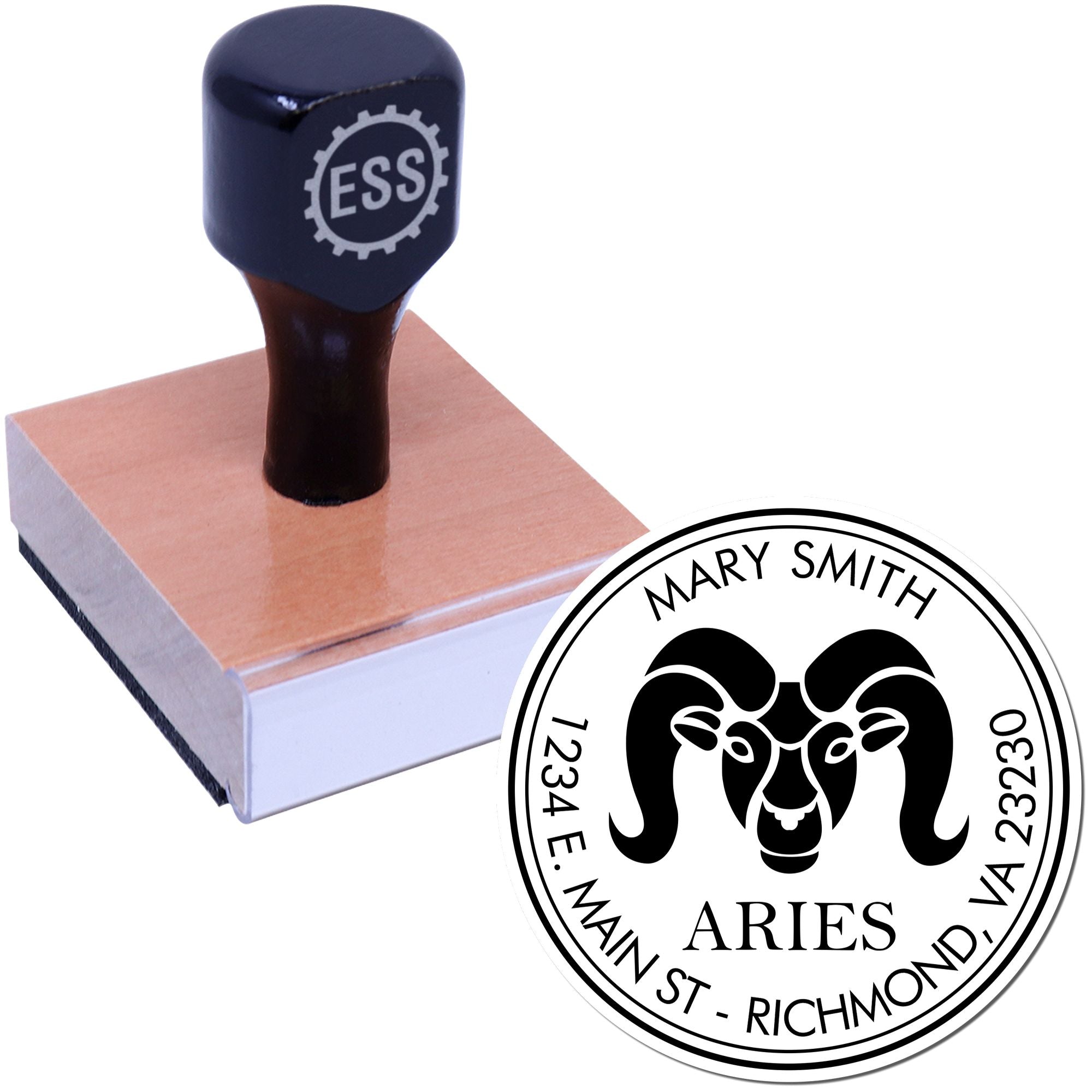 Wood Handle Mighty Aries Custom Mailing Stamp - Engineer Seal Stamps