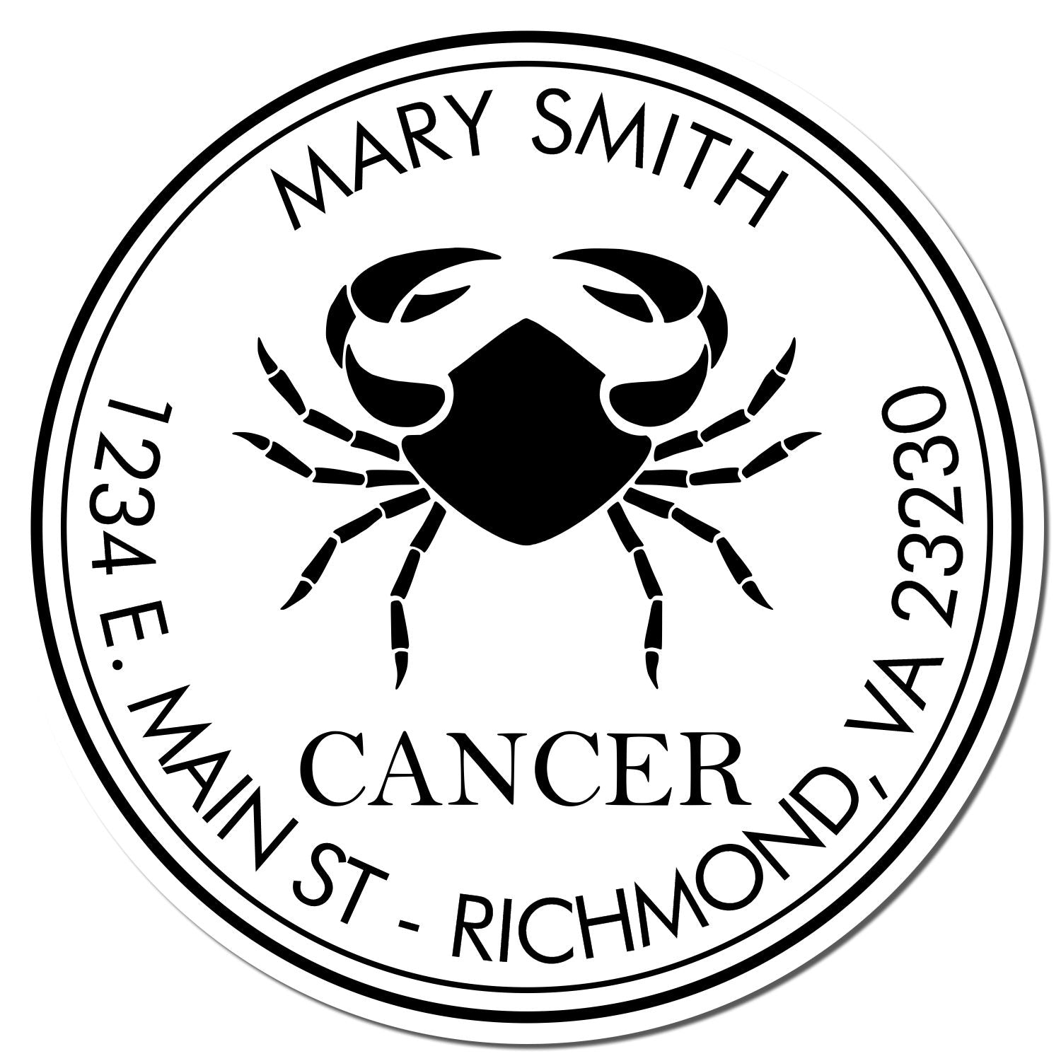 Self-Inking Crabby Cancer Customized Return Address Stamp - Engineer Seal Stamps