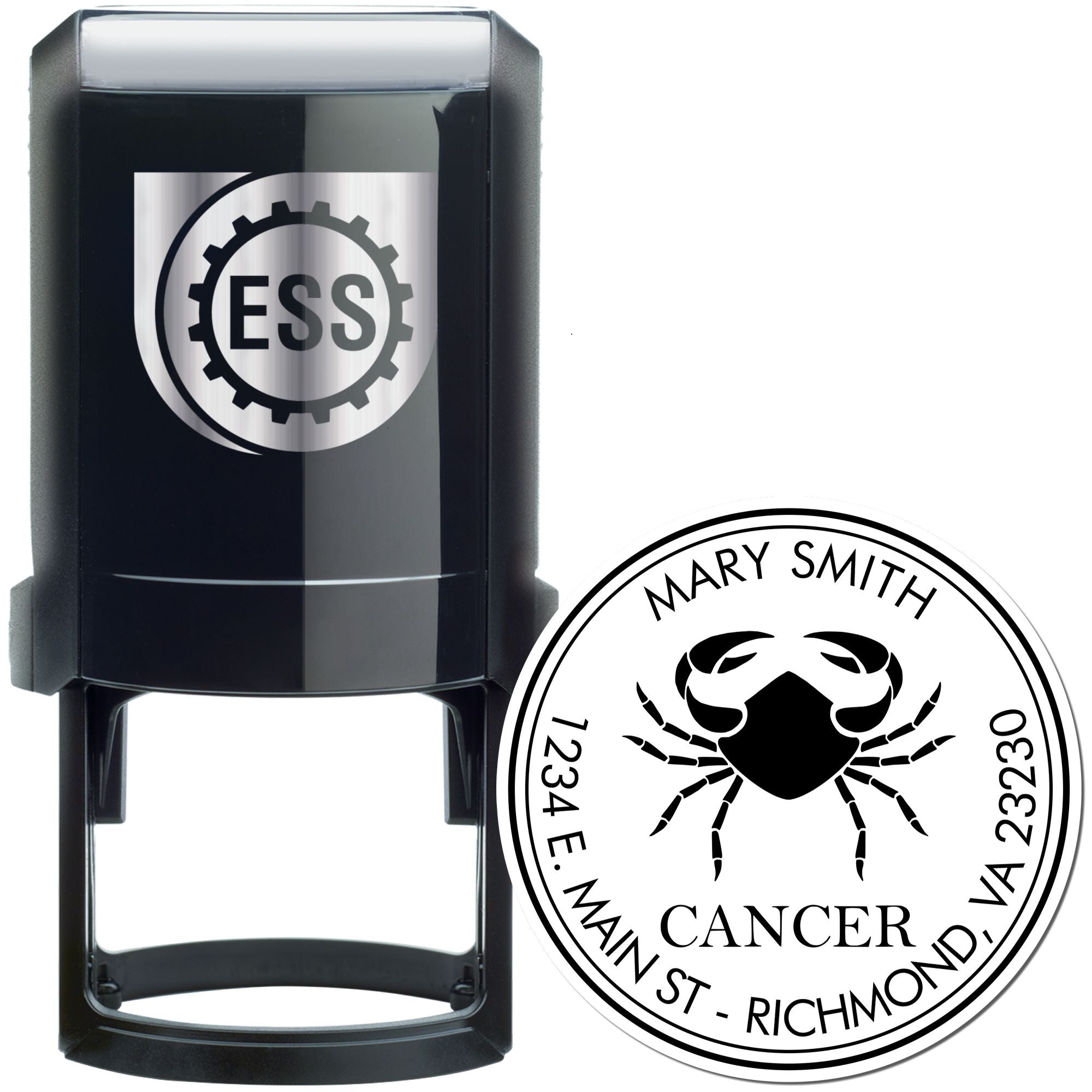 Self-Inking Crabby Cancer Customized Return Address Stamp - Engineer Seal Stamps
