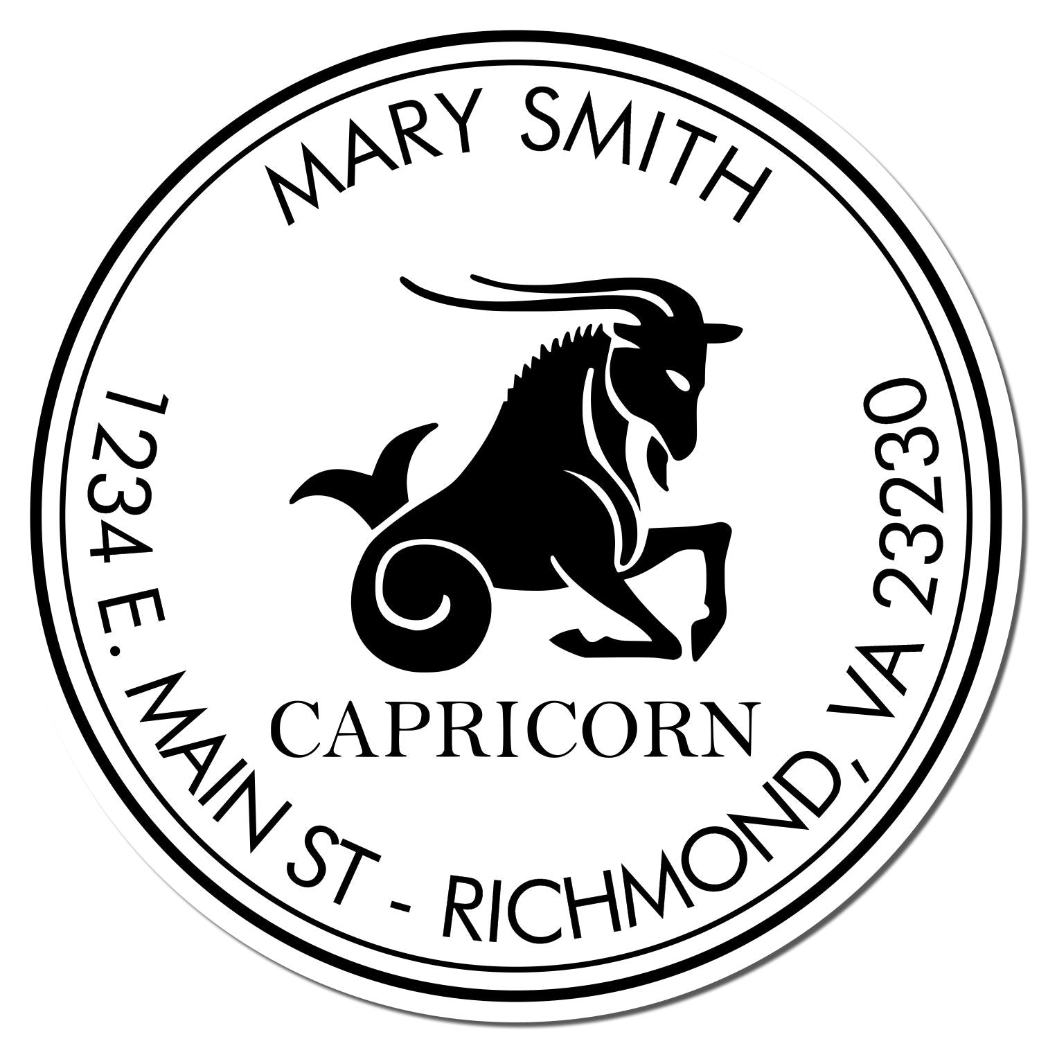 PSI Pre-Inked Capricorn Sea Goat Customized Address Stamp - Engineer Seal Stamps