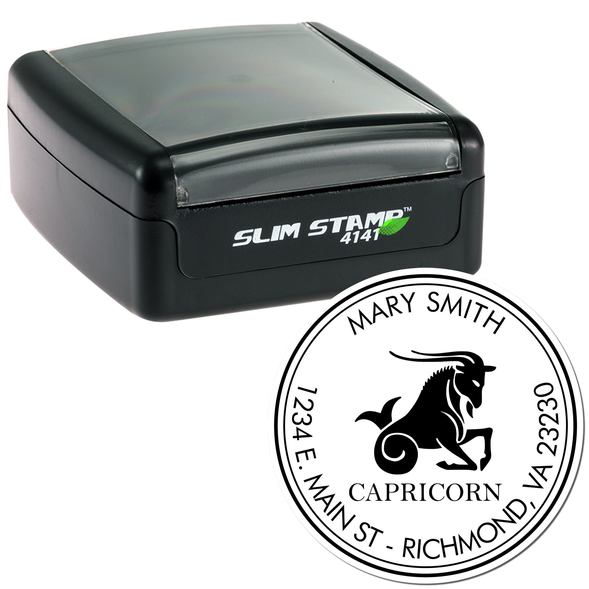 Portable Pre-Inked Capricorn Sea Goat Personalized Return Address Stamp - Engineer Seal Stamps