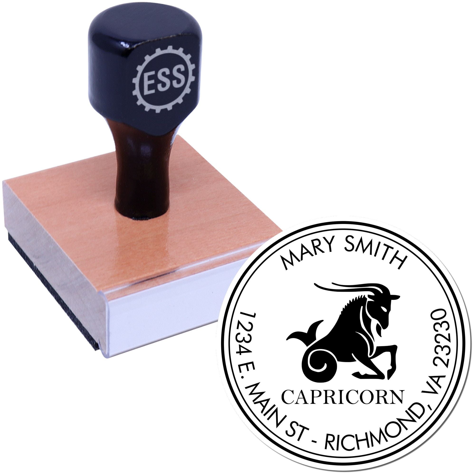 Wood Handle Capricorn Sea Goat Custom Home Stamp - Engineer Seal Stamps