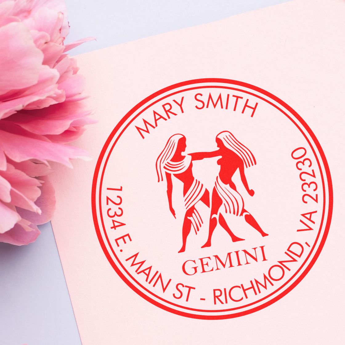 Wood Handle Gemini Twin Tango Custom Envelope Stamp - Engineer Seal Stamps
