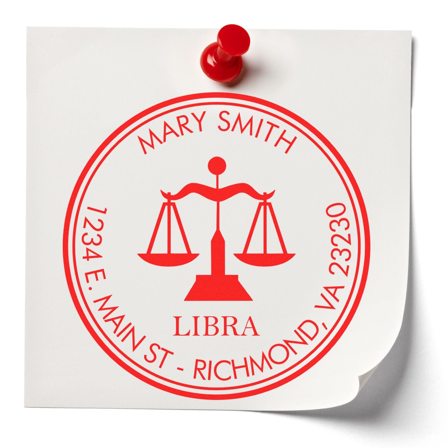 Wood Handle Fair Libra Custom Return Address Stamp - Engineer Seal Stamps