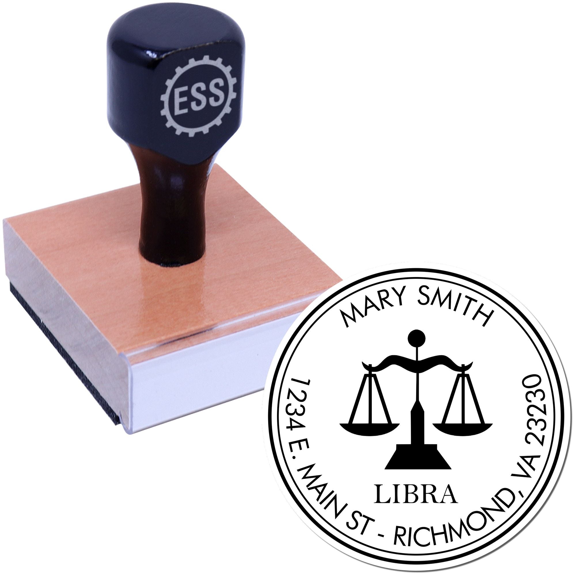 Wood Handle Fair Libra Custom Return Address Stamp - Engineer Seal Stamps