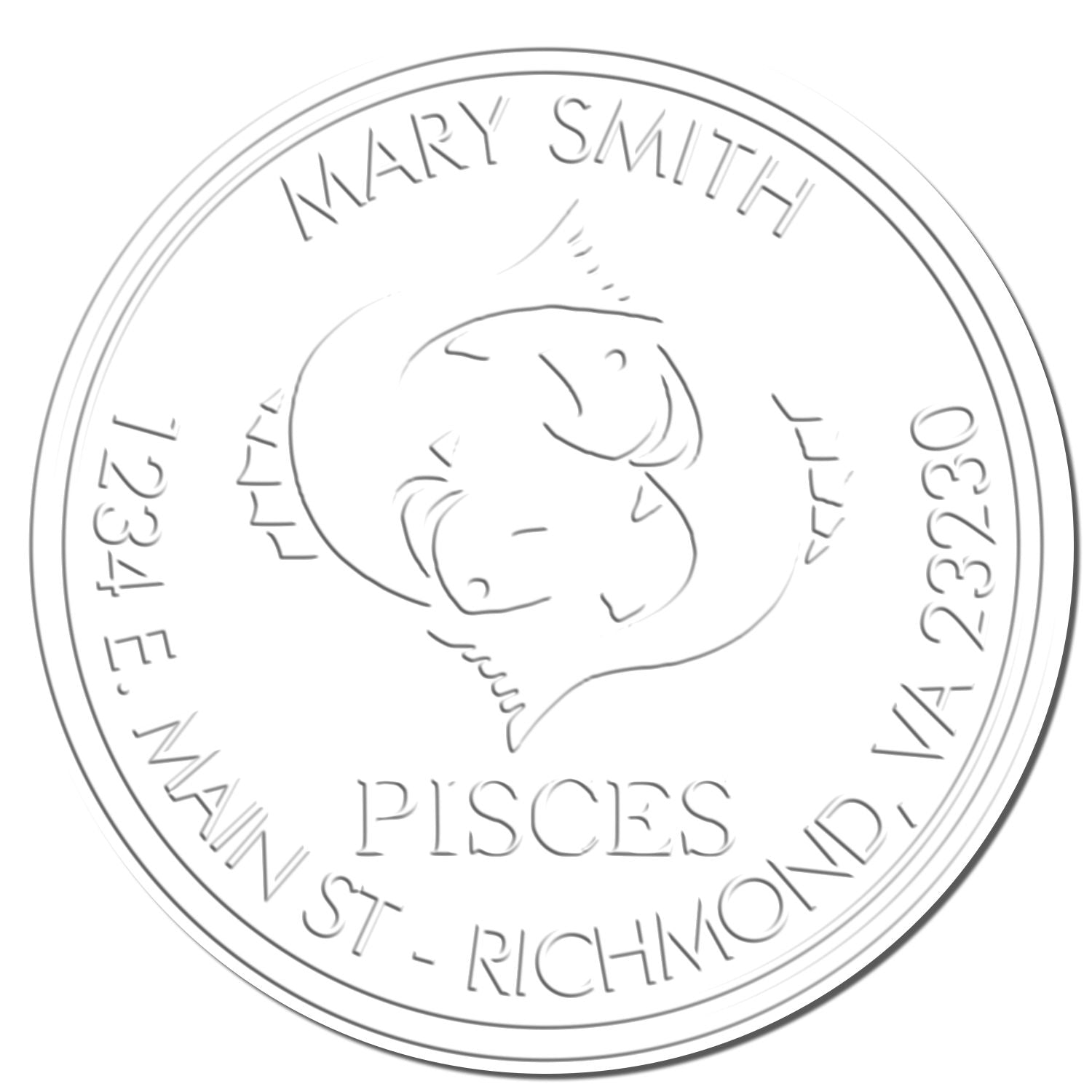 Soft Pisces Swimming Personalized Mailing Embosser - Engineer Seal Stamps