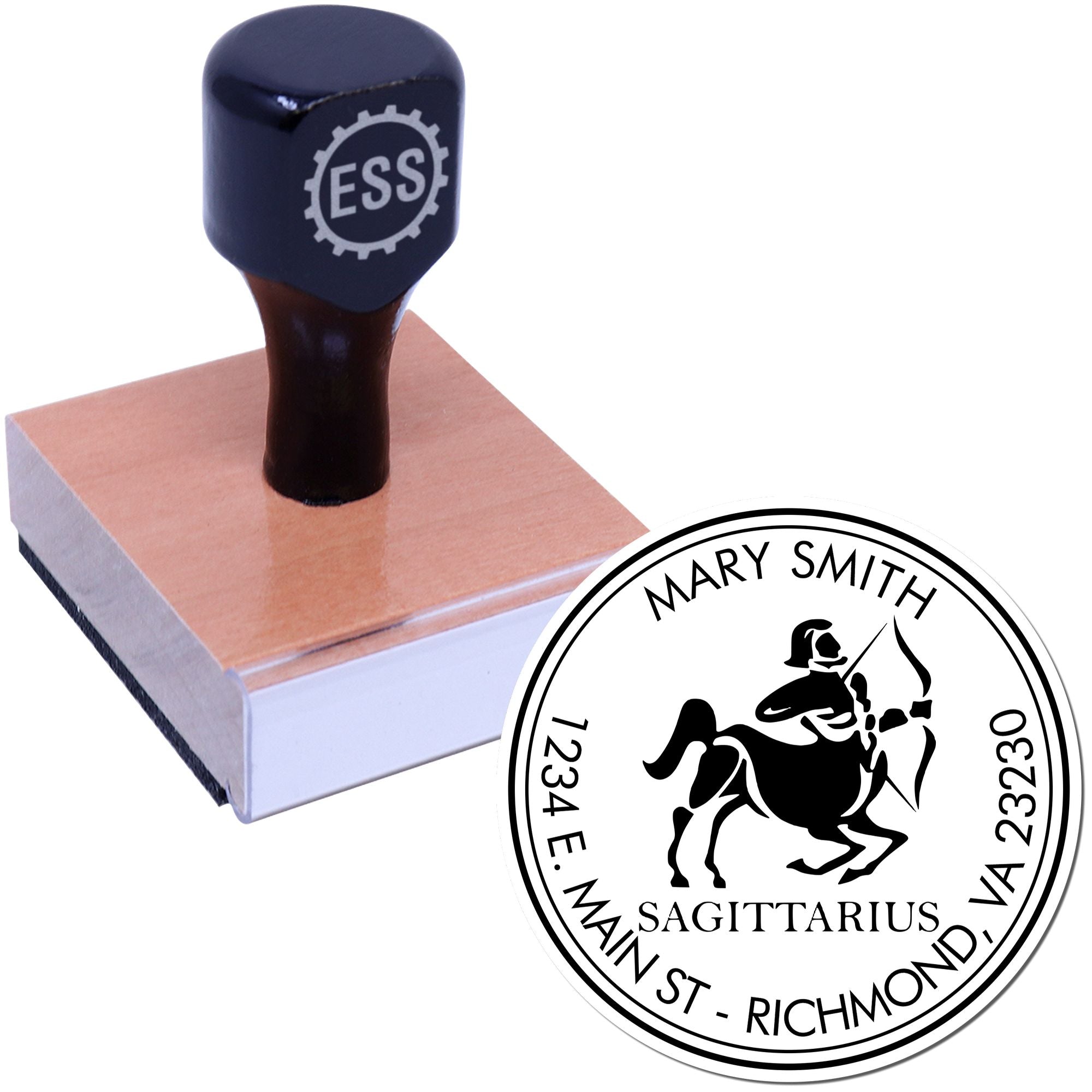 Wood Handle Quick Sagittarius Custom New Home Stamp - Engineer Seal Stamps