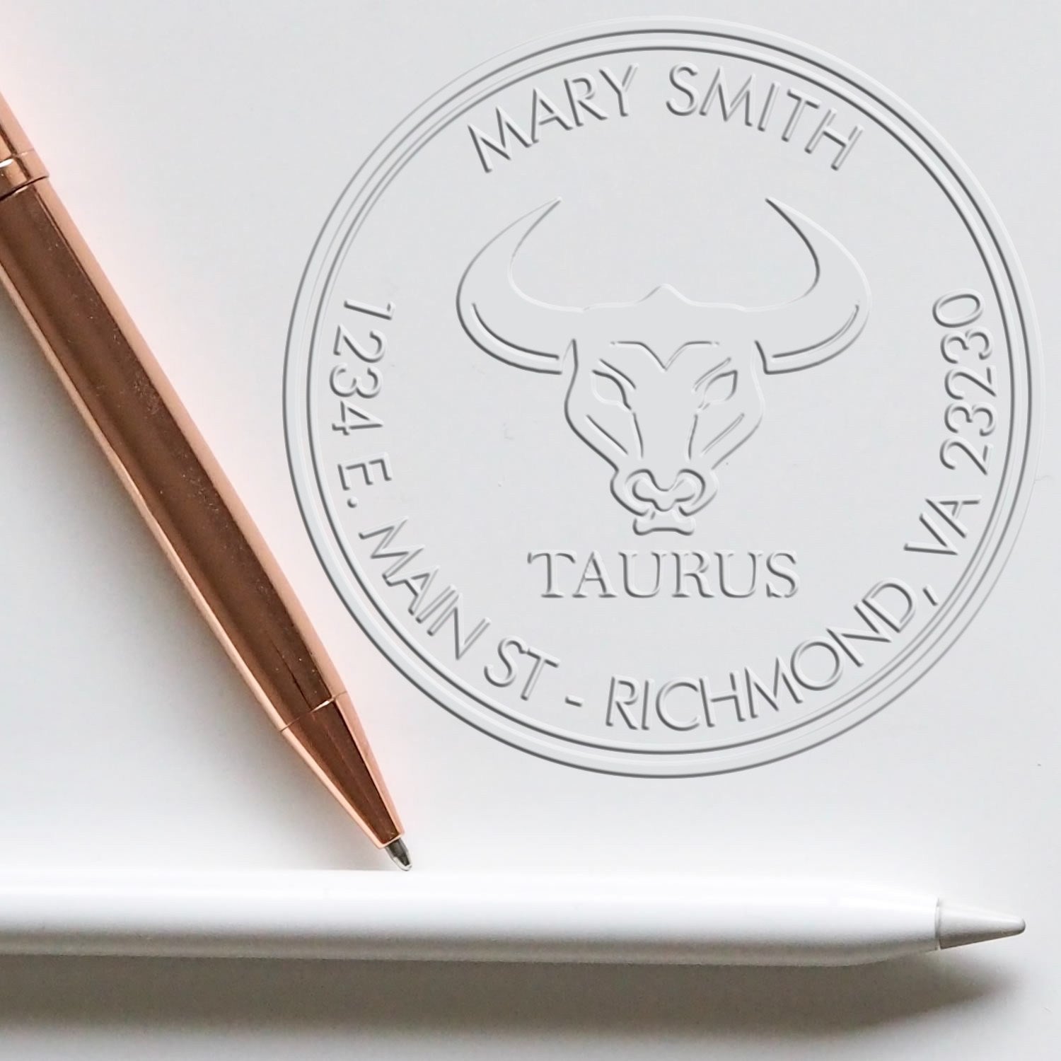 Soft Solid Taurus Personalized Mailing Paper Embosser